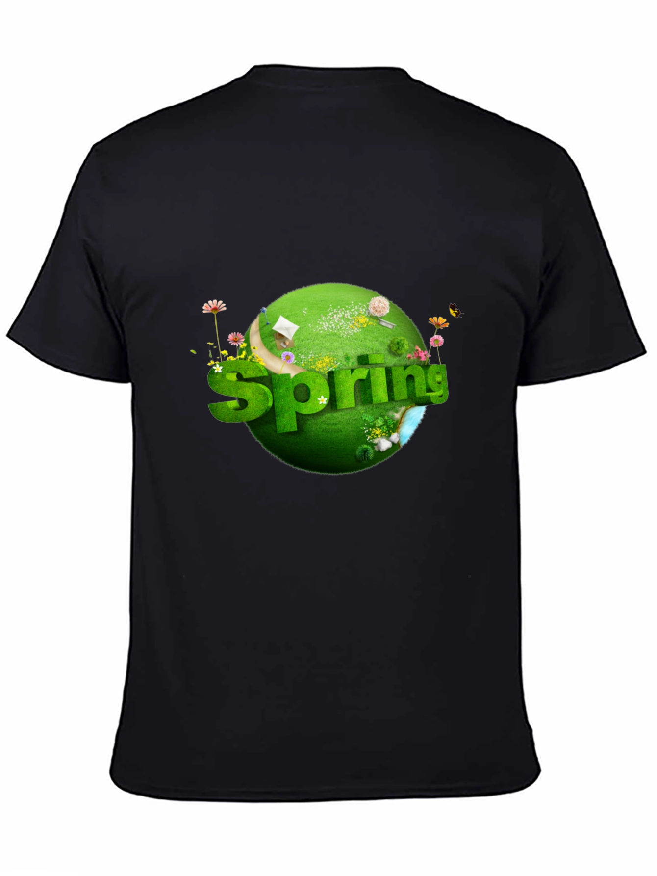 Springtime Graphic T-Shirt - Black Cotton Tee