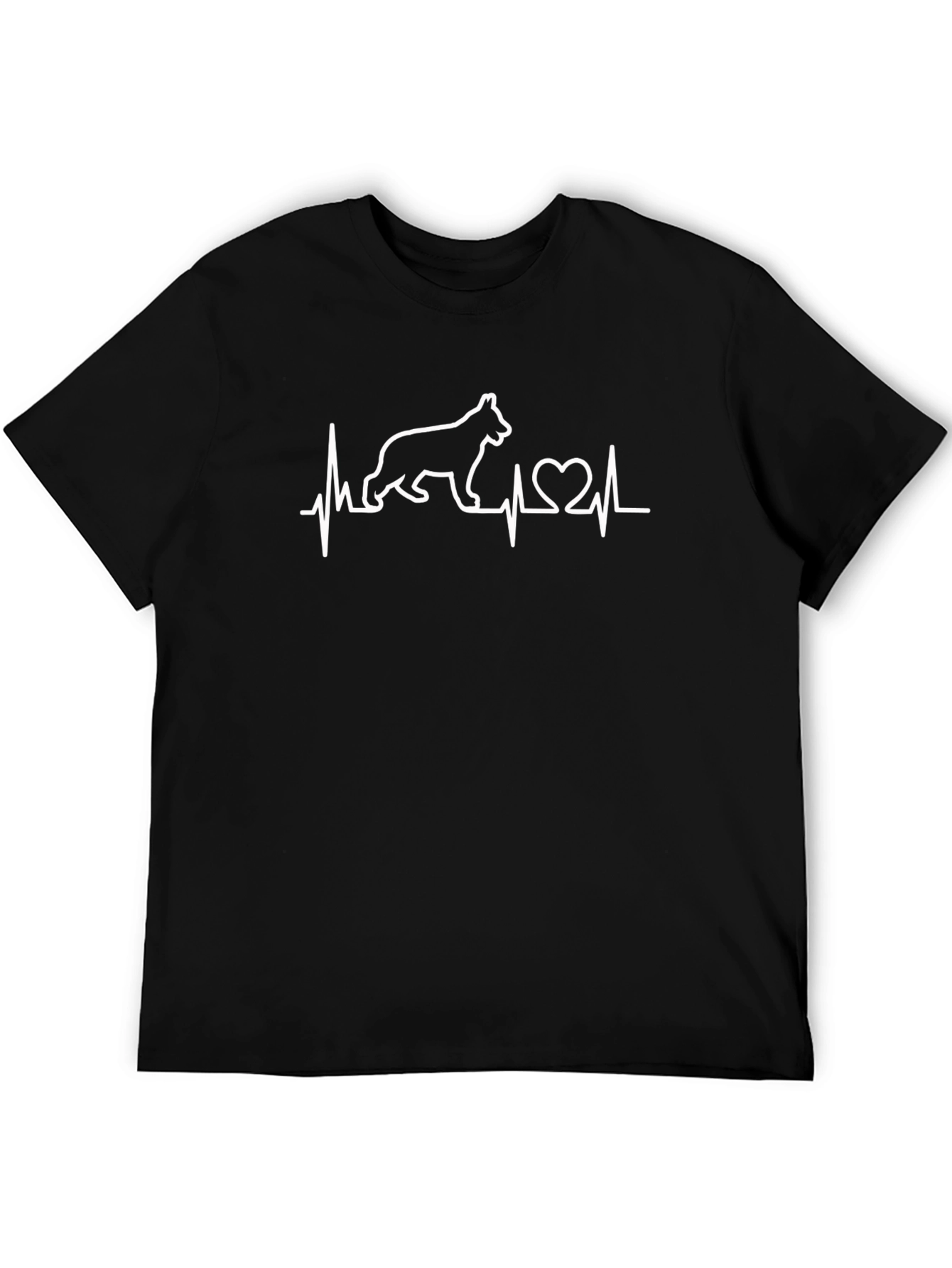Dog Lover Heartbeat T-Shirt - Black