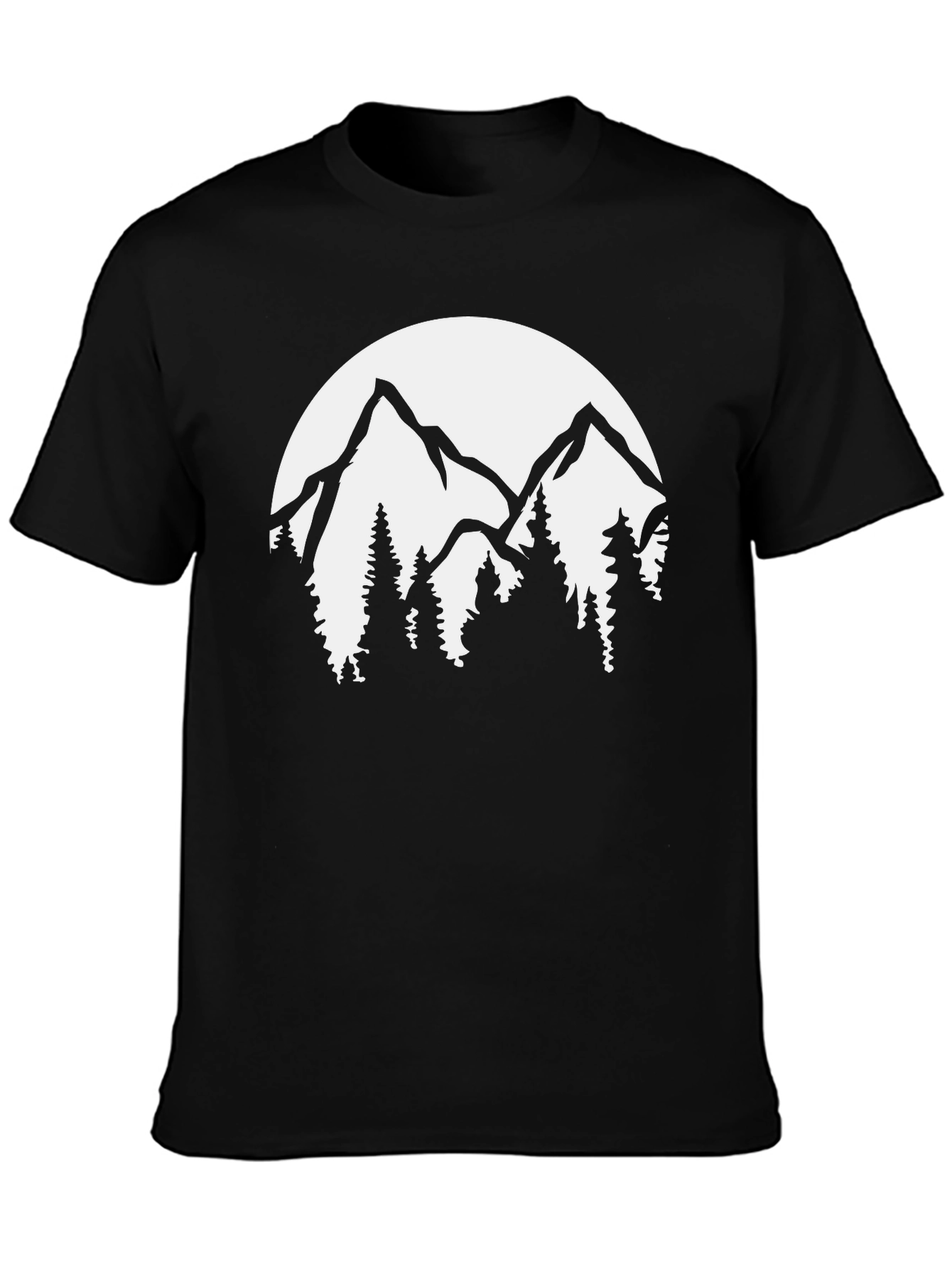 Mountain Scene Graphic Tee - Black Cotton Blend