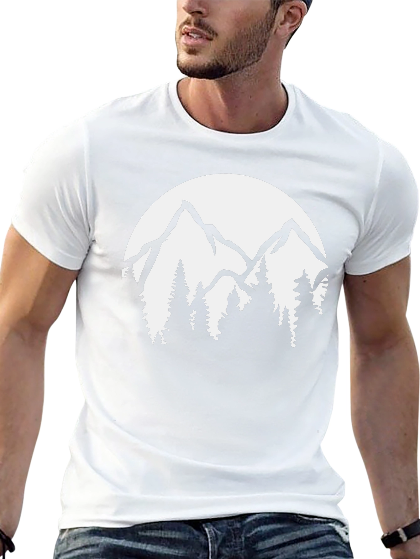 Mountain Scene Graphic Tee - Black Cotton Blend