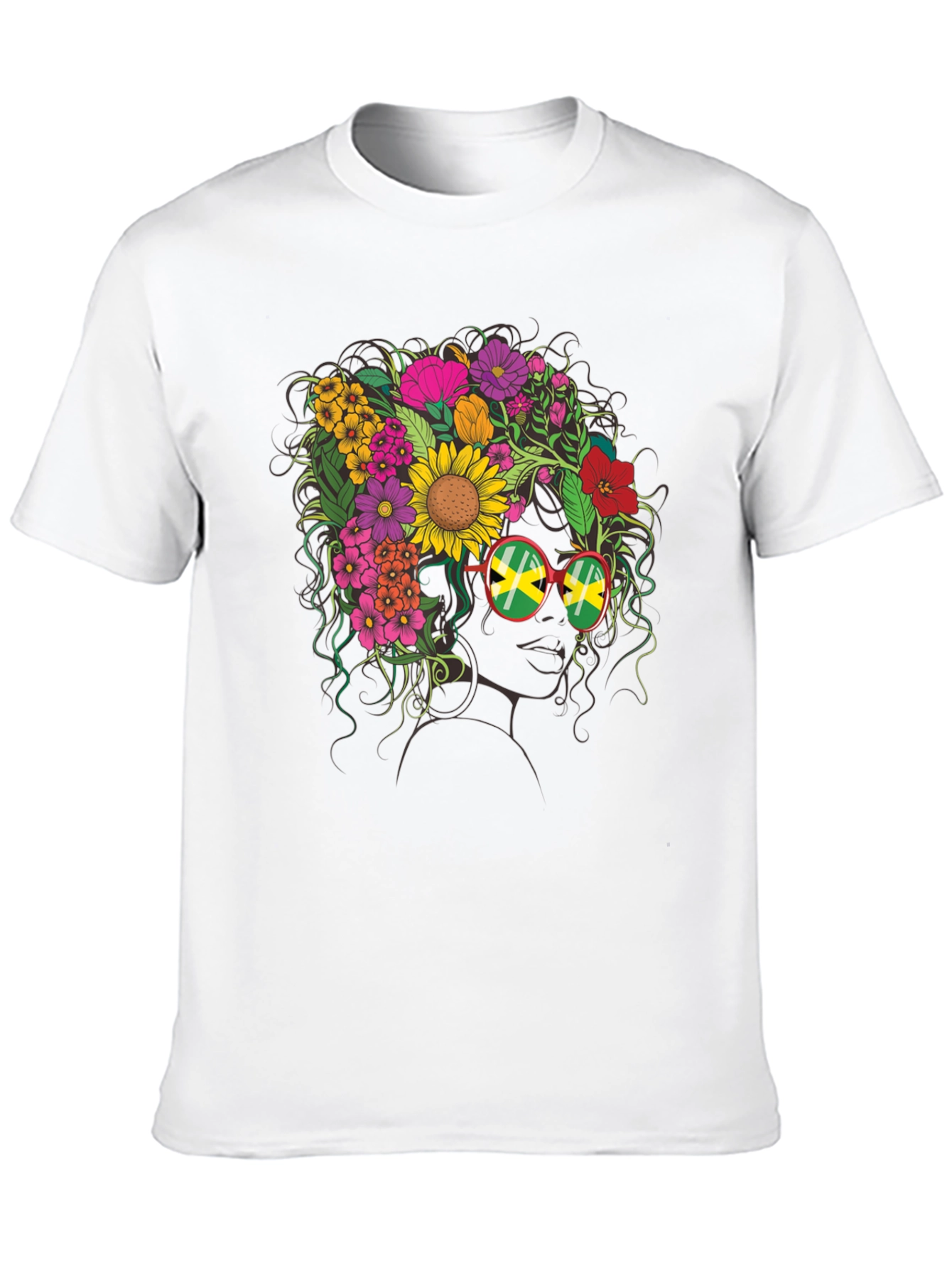 Floral Jamaican Flag Glasses T-Shirt