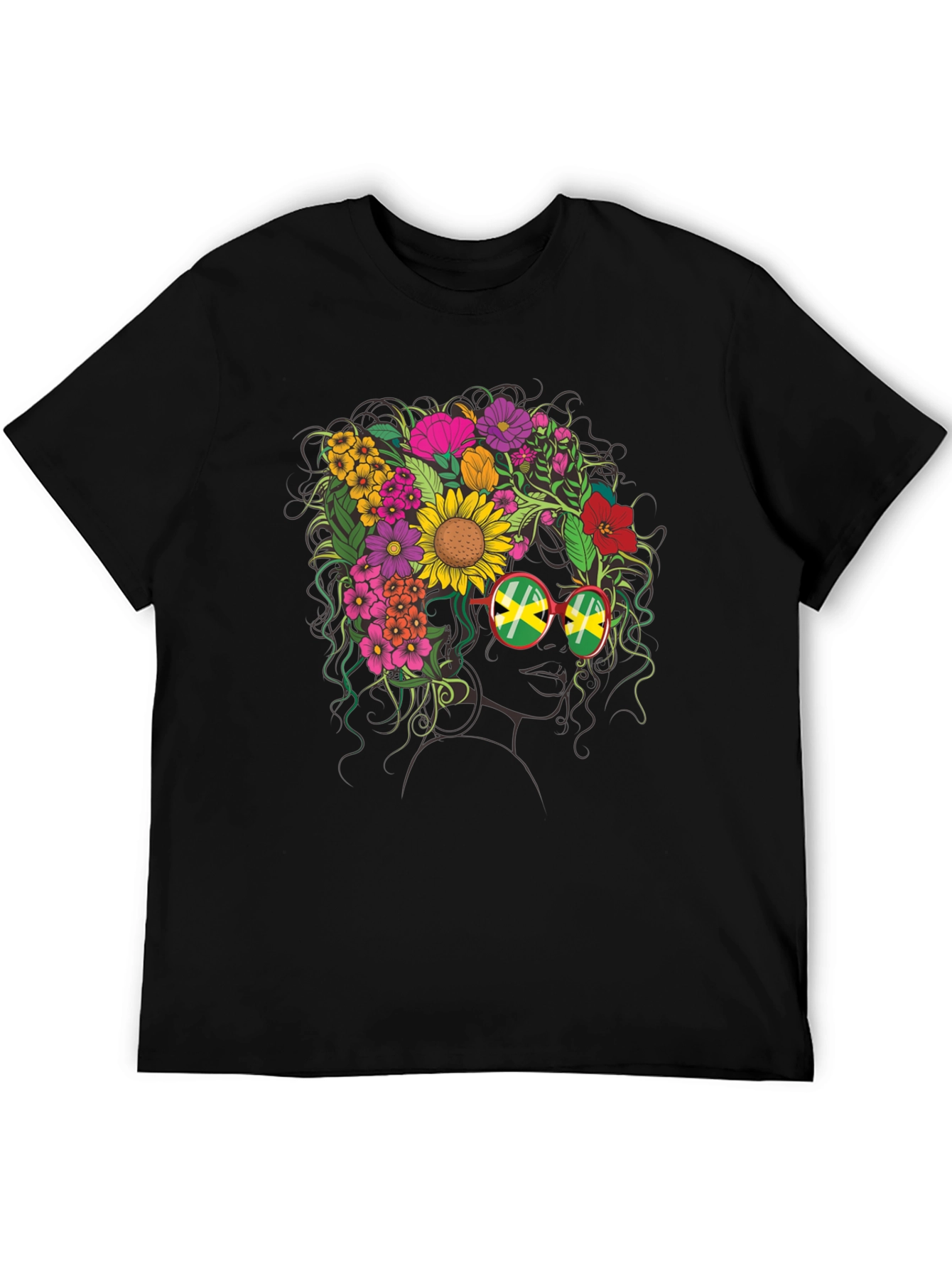 Floral Jamaican Flag Glasses T-Shirt