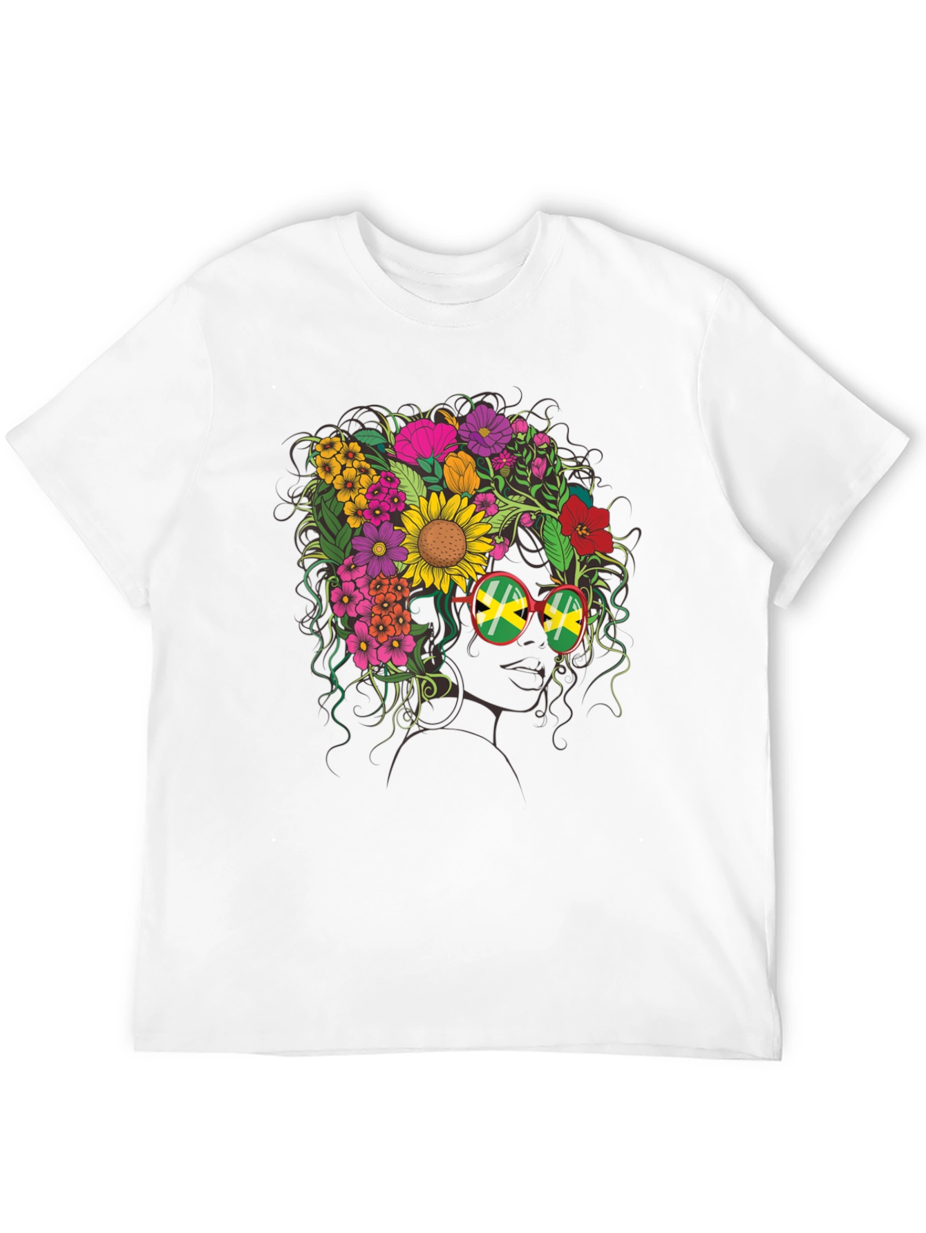 Floral Jamaican Flag Glasses T-Shirt