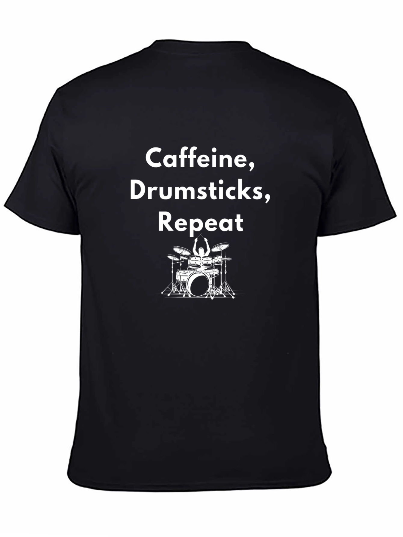 Caffeine Drumsticks Repeat Black T-Shirt