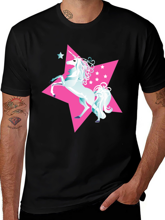 Unicorn Star Graphic Tee - Trendy Black T-Shirt