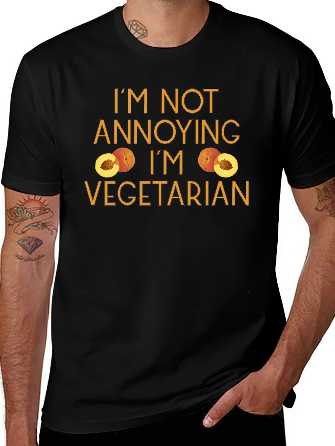 Im Not Annoying Im Vegetarian Peach Graphic Tee