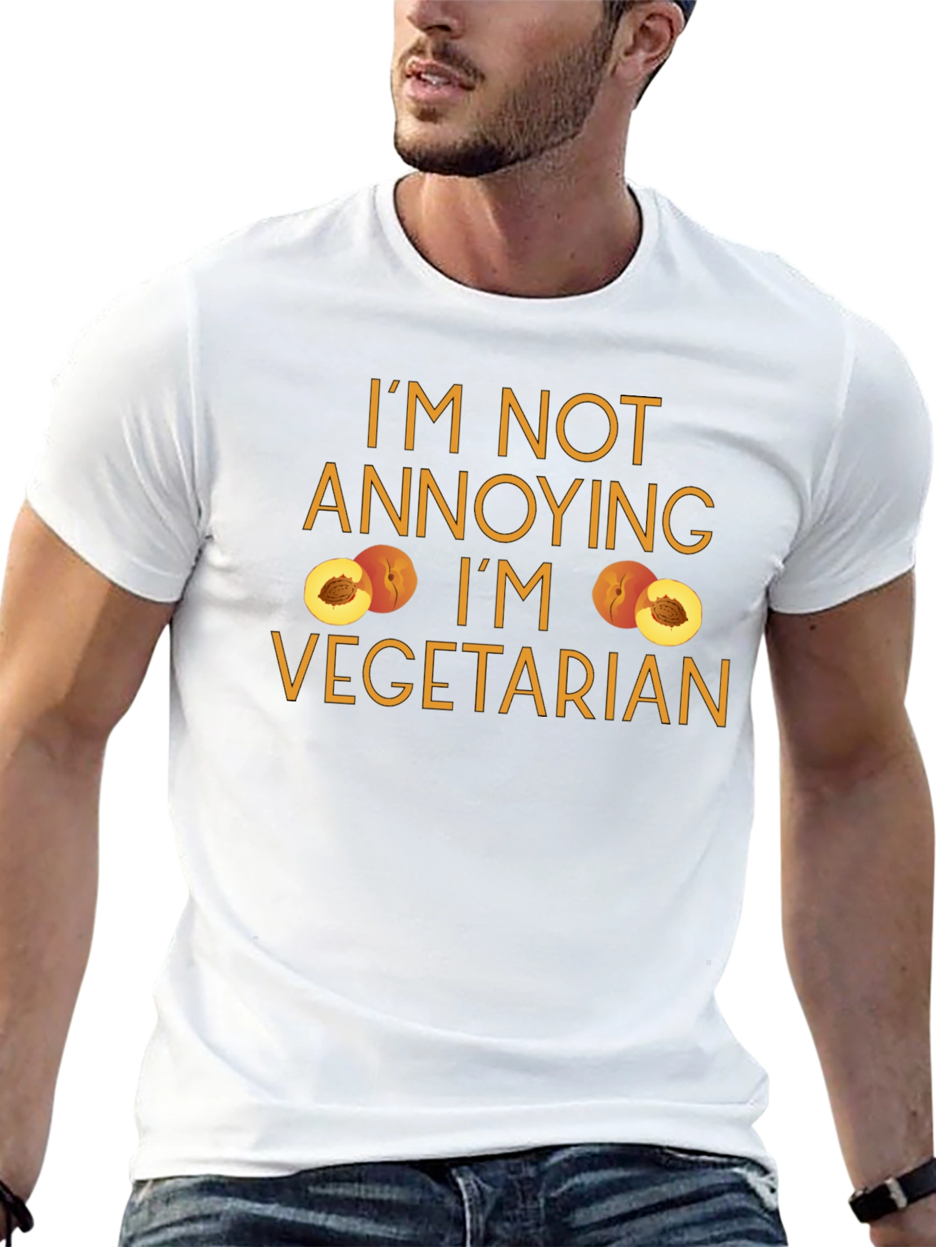 Im Not Annoying Im Vegetarian Peach Graphic Tee