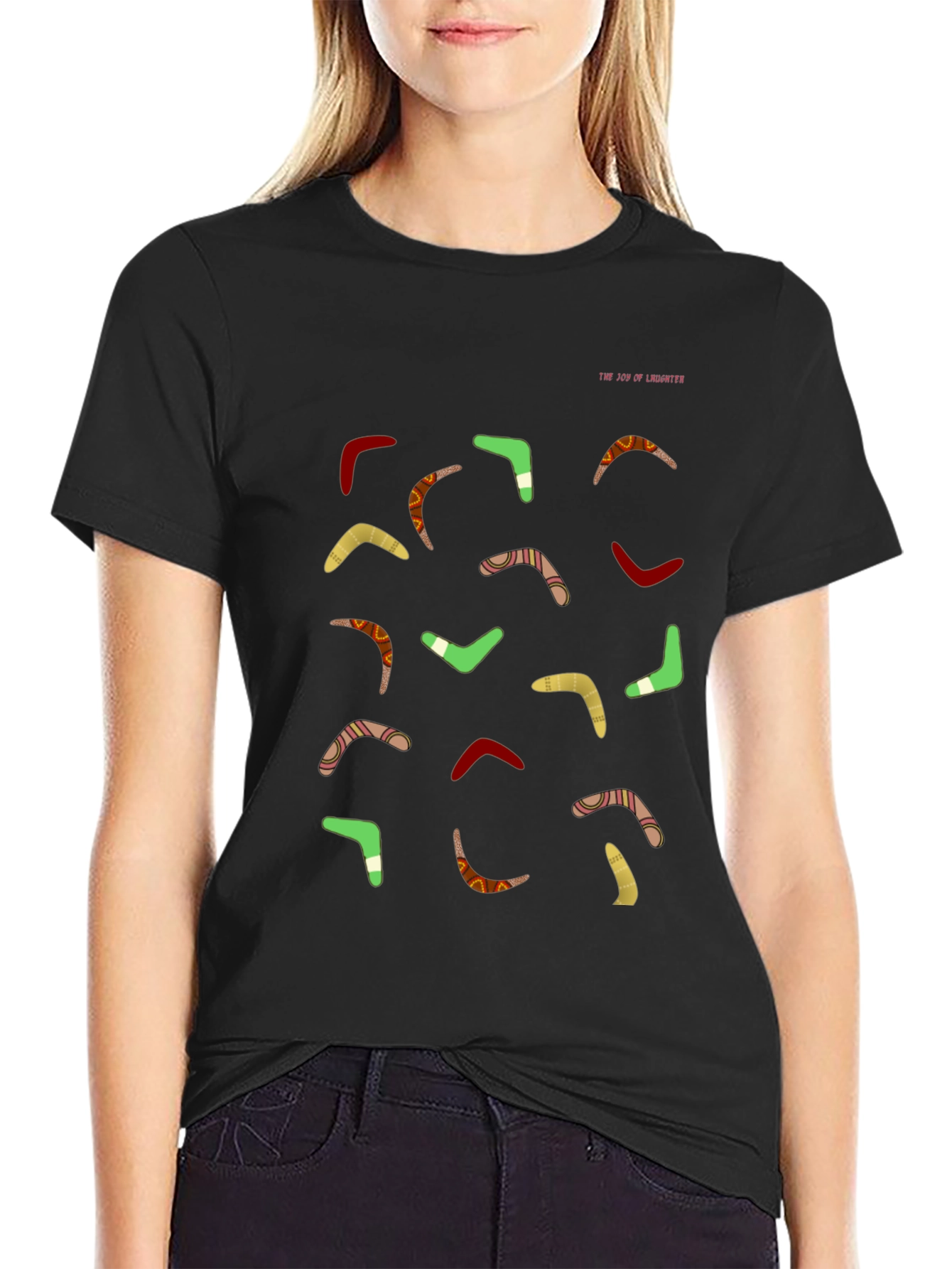Boomerang Pattern Black T-Shirt