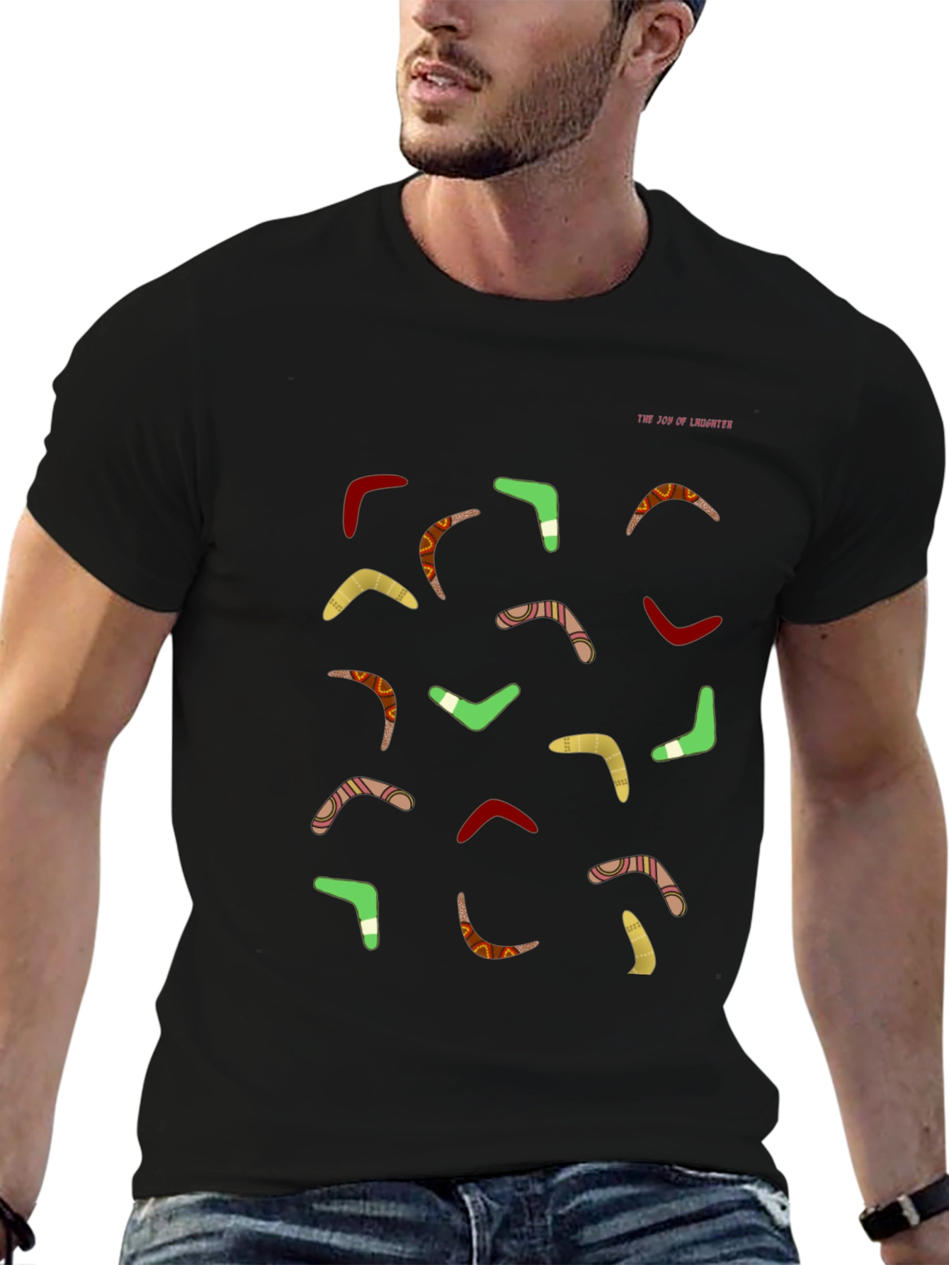 Boomerang Pattern Black T-Shirt