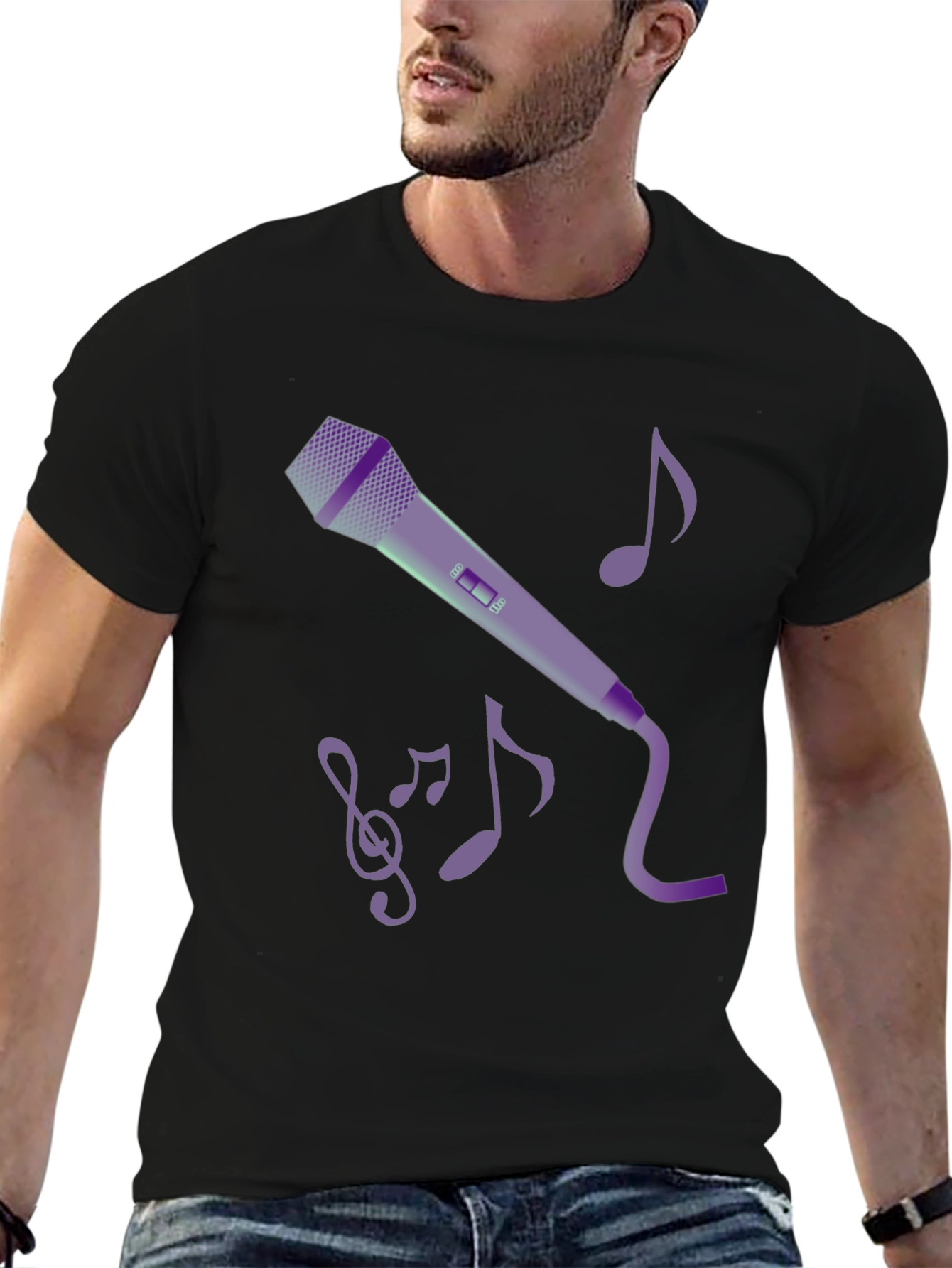 Music Lovers Graphic Tee: Microphone & Notes