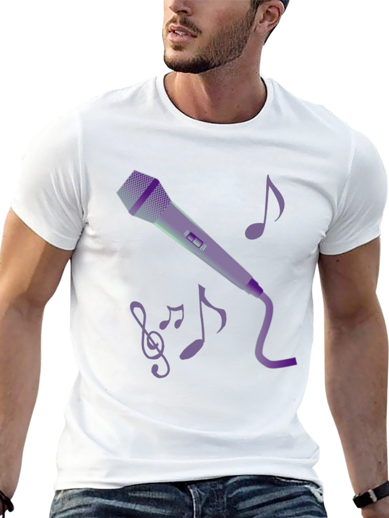 Music Lovers Graphic Tee: Microphone & Notes