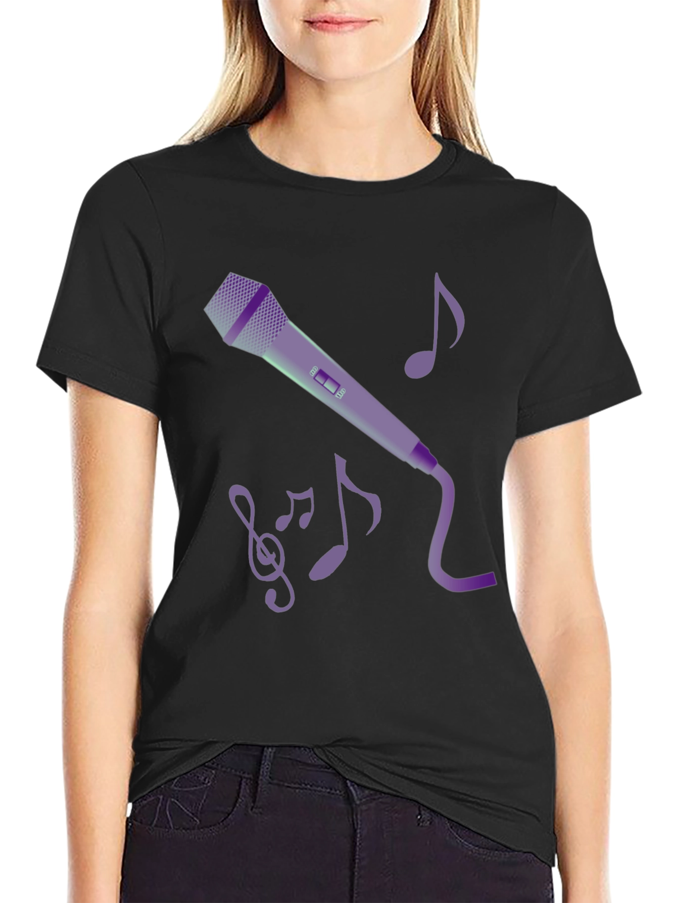 Music Lovers Graphic Tee: Microphone & Notes