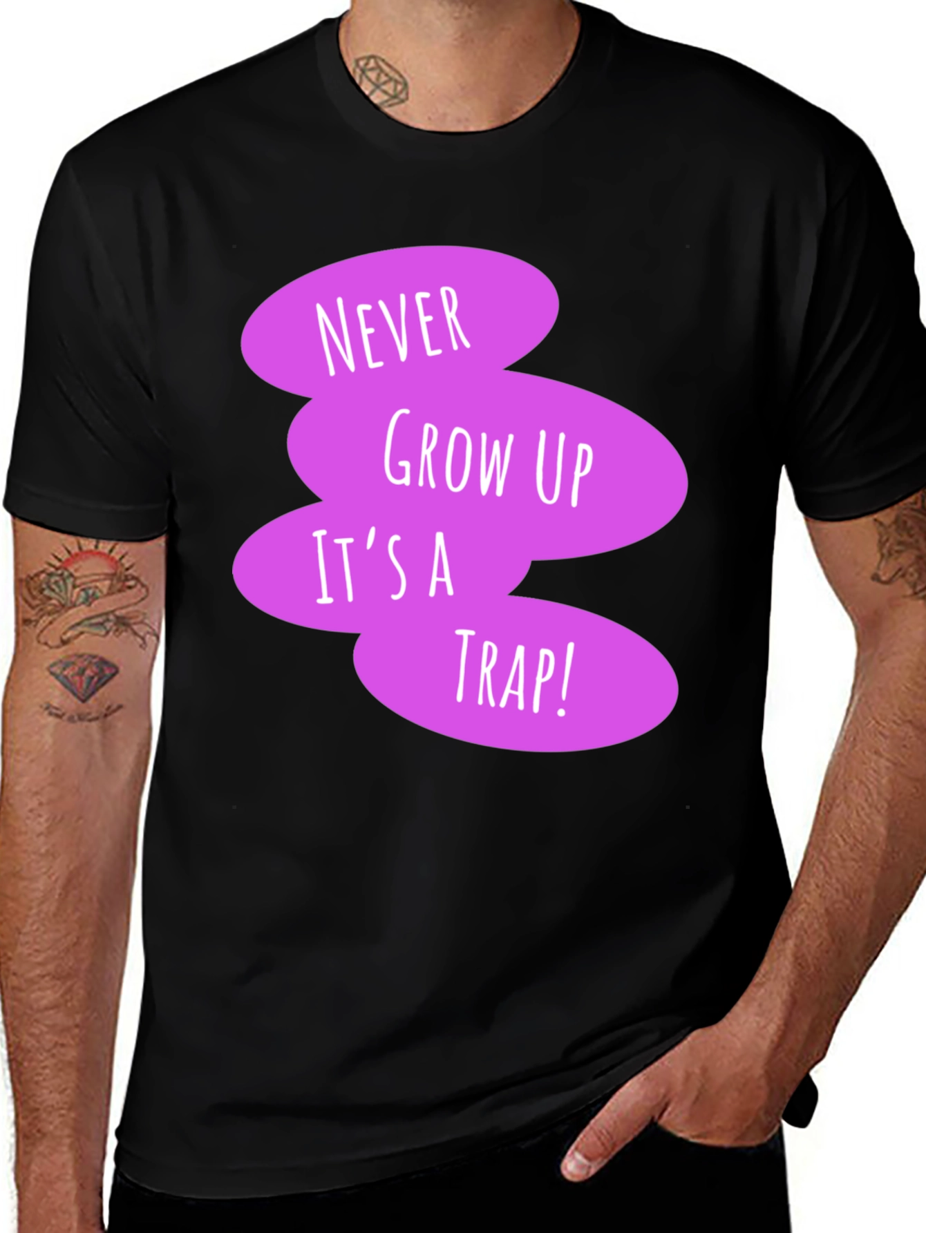 Never Grow Up Black T-Shirt - Fun Novelty Tee