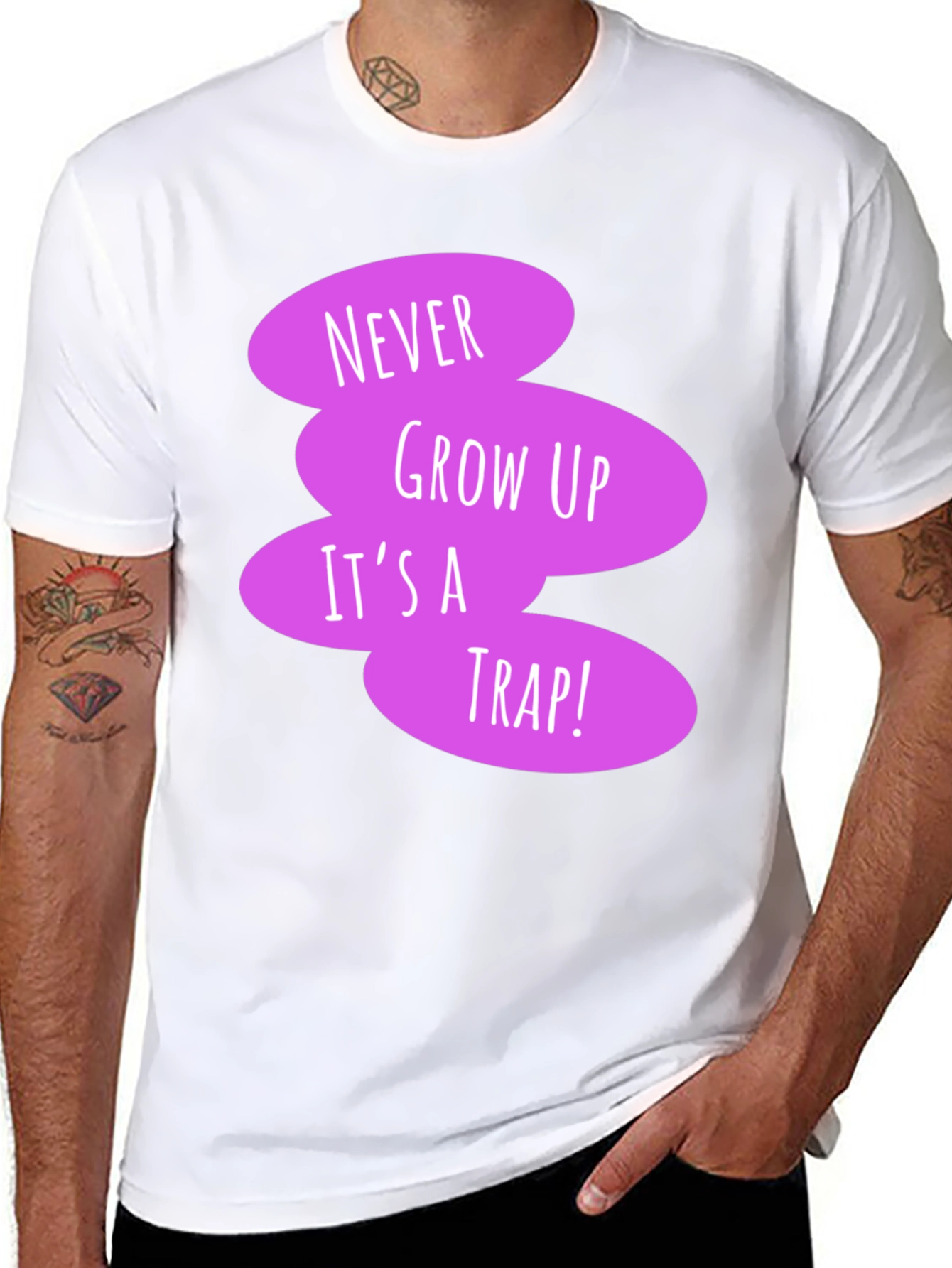 Never Grow Up Black T-Shirt - Fun Novelty Tee