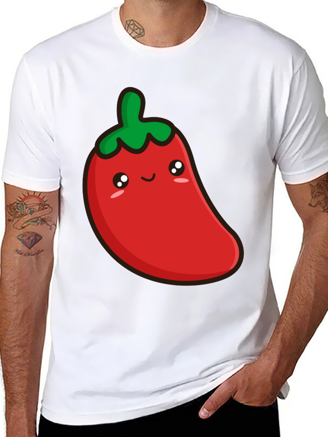 Cute Chili Pepper Graphic Tee - Unisex Black T-Shirt