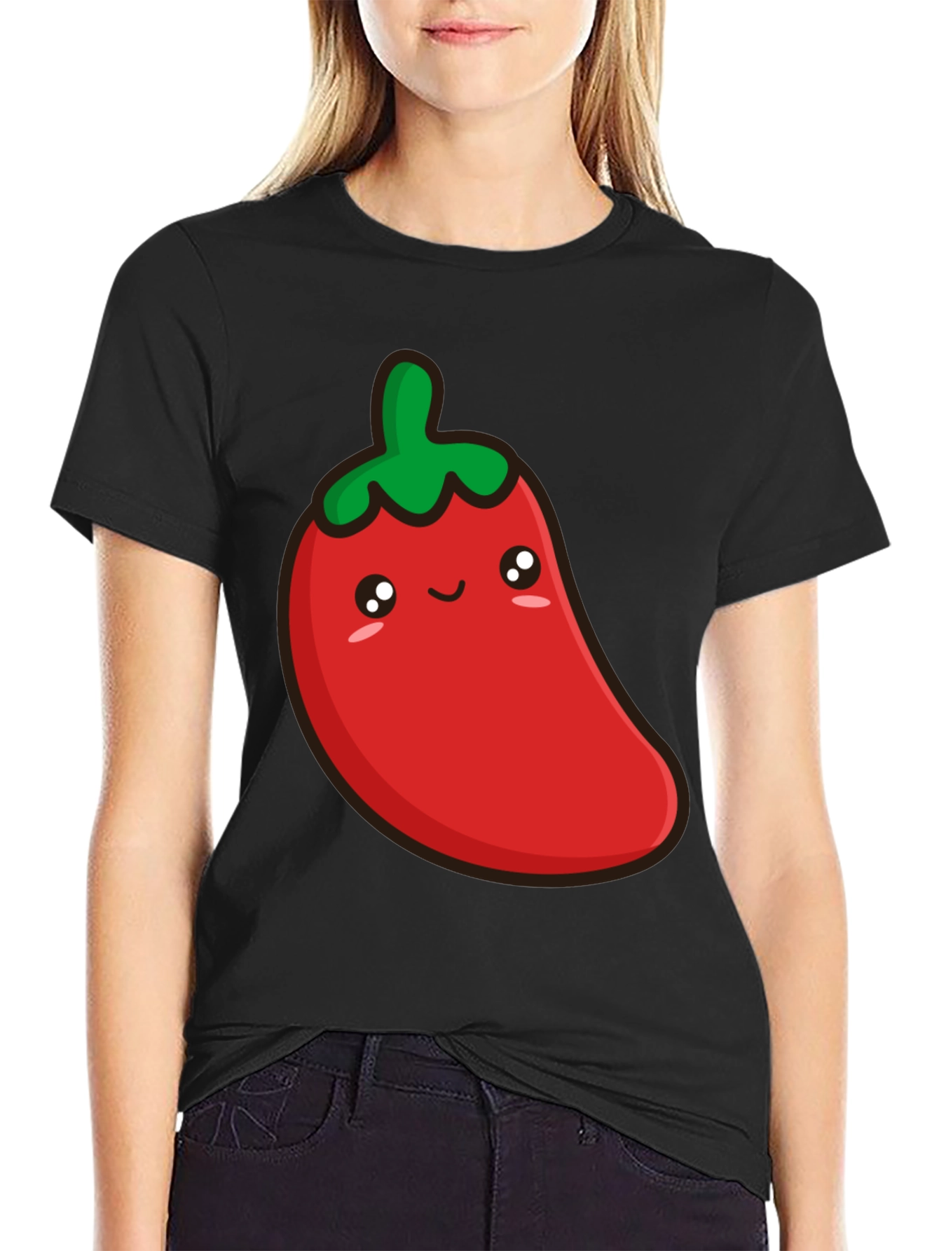 Cute Chili Pepper Graphic Tee - Unisex Black T-Shirt