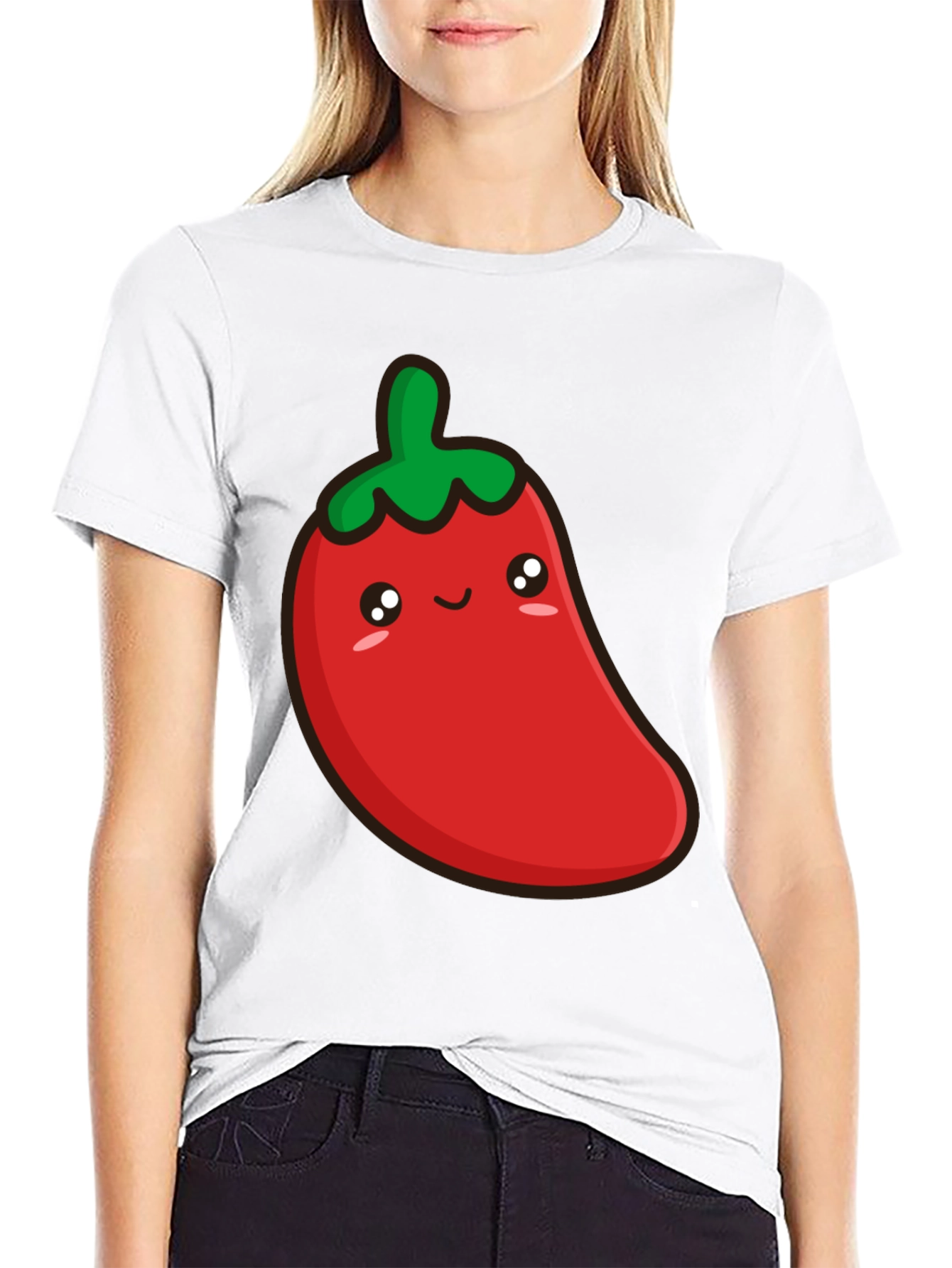 Cute Chili Pepper Graphic Tee - Unisex Black T-Shirt