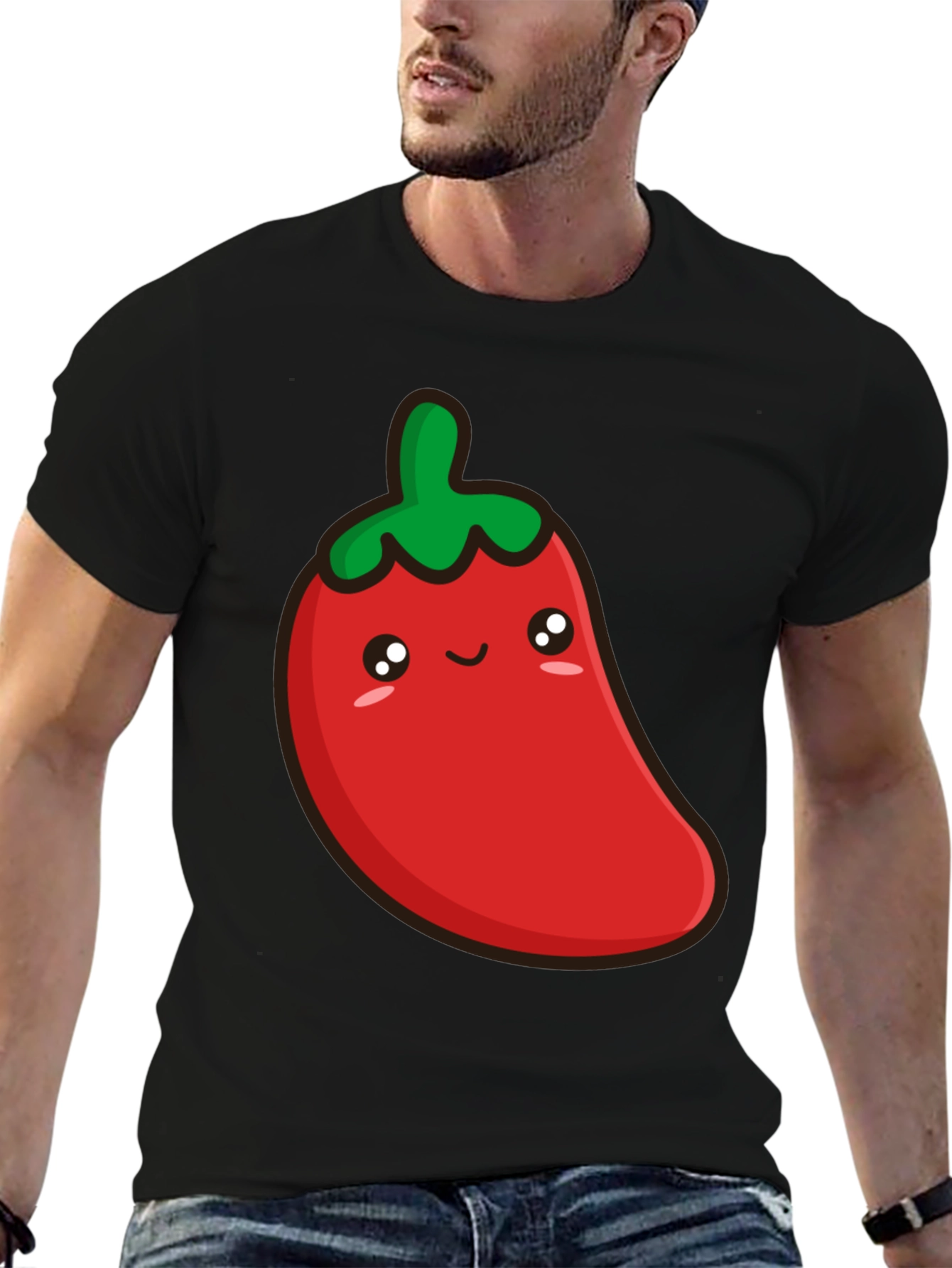 Cute Chili Pepper Graphic Tee - Unisex Black T-Shirt