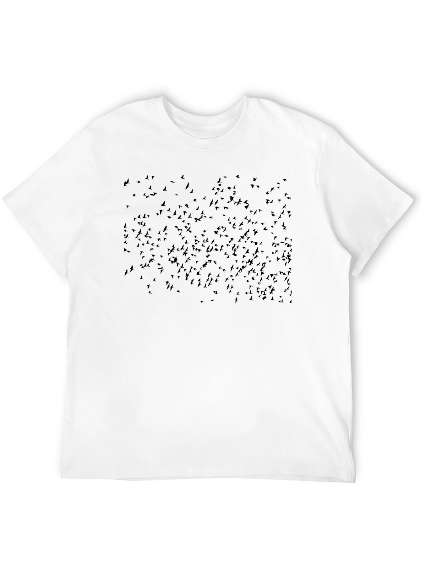 Black T-Shirt with Bird Silhouette Pattern