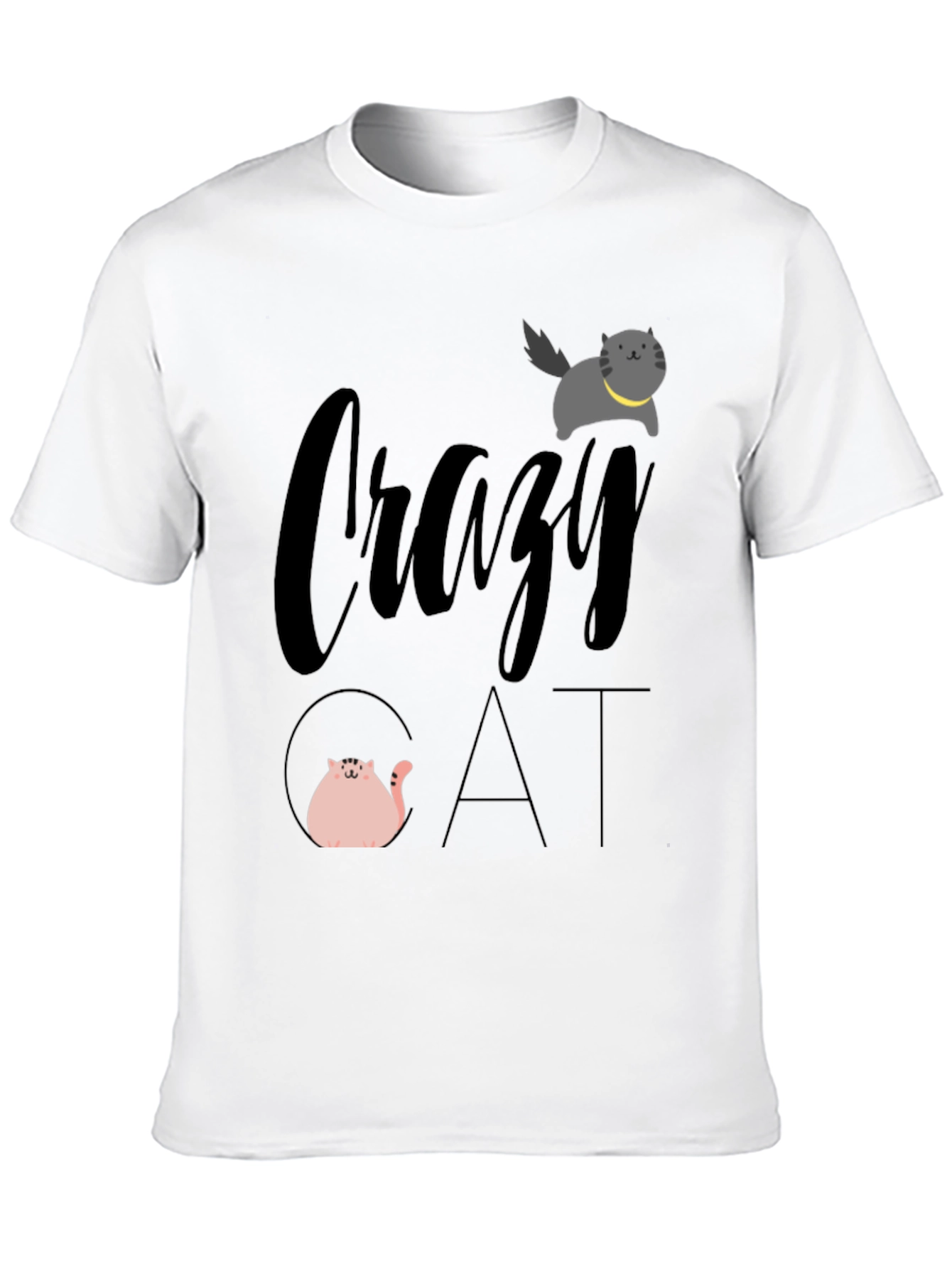 Crazy Cat Graphic Tee - Unisex Black T-Shirt