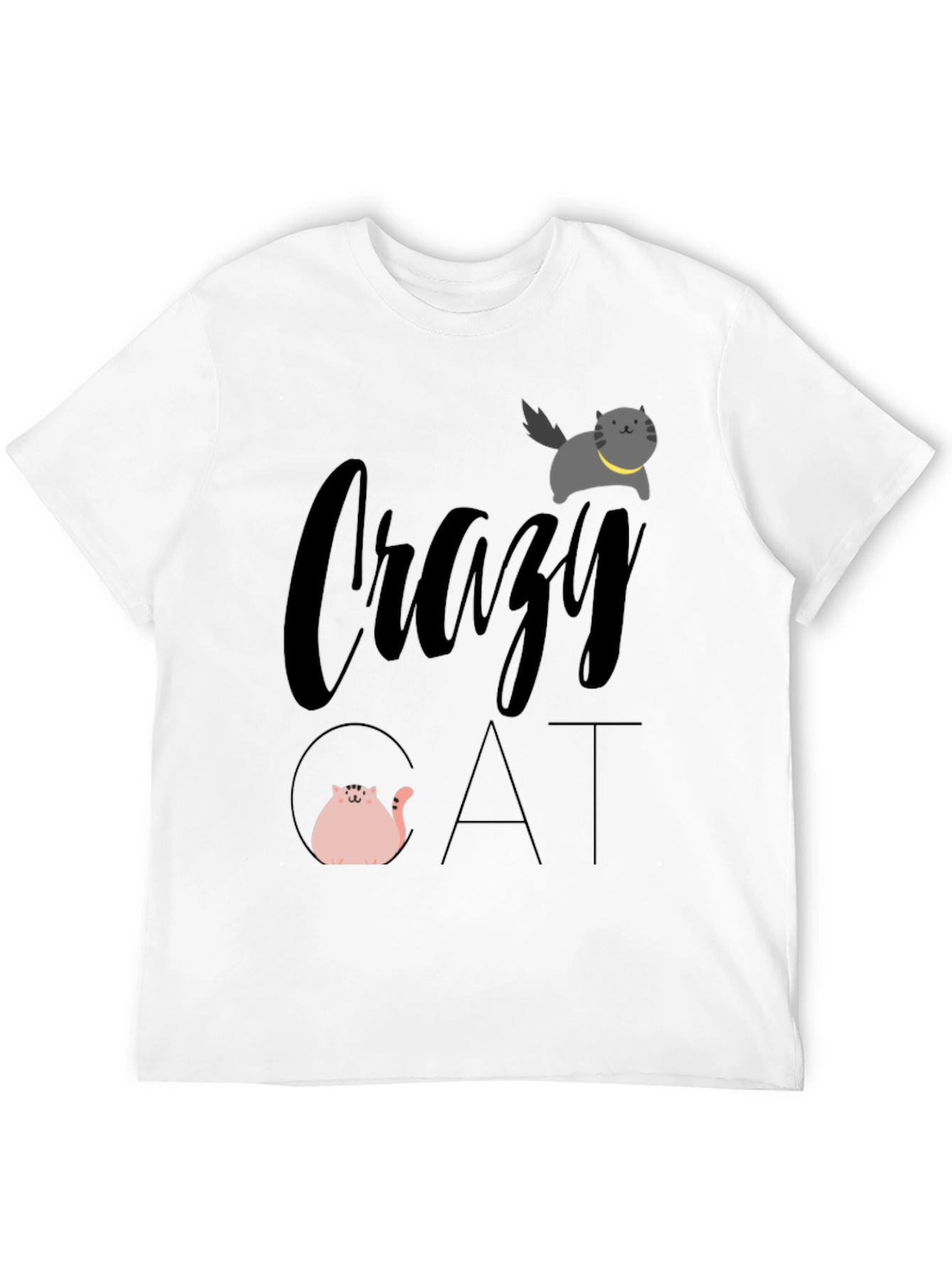 Crazy Cat Graphic Tee - Unisex Black T-Shirt