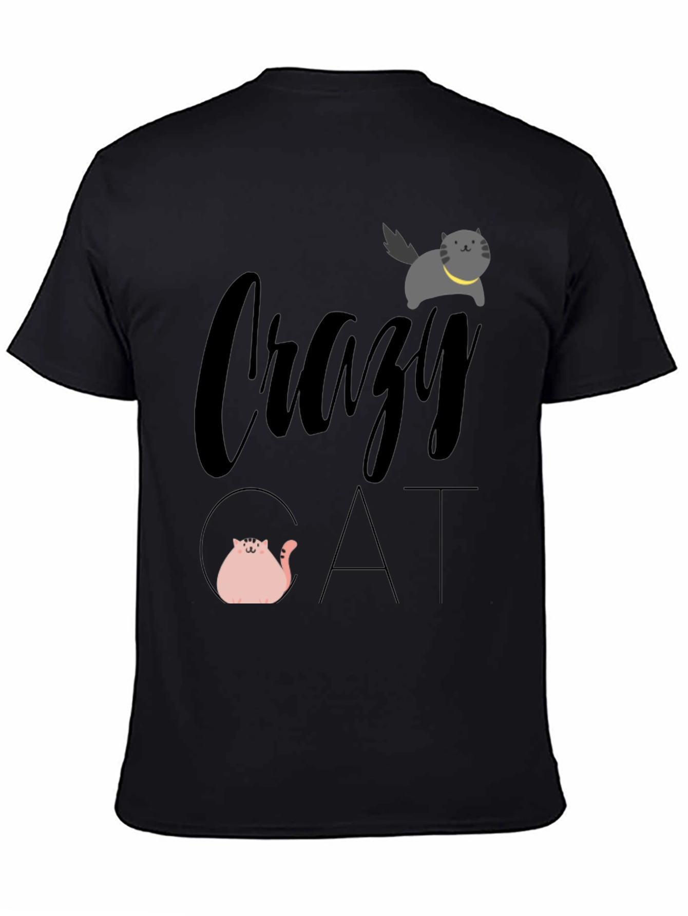 Crazy Cat Graphic Tee - Unisex Black T-Shirt