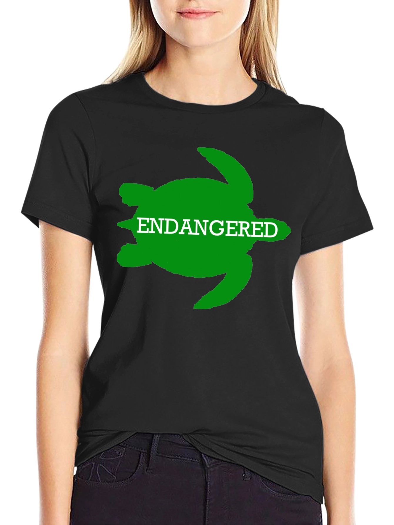Endangered Turtle Graphic Tee - Black