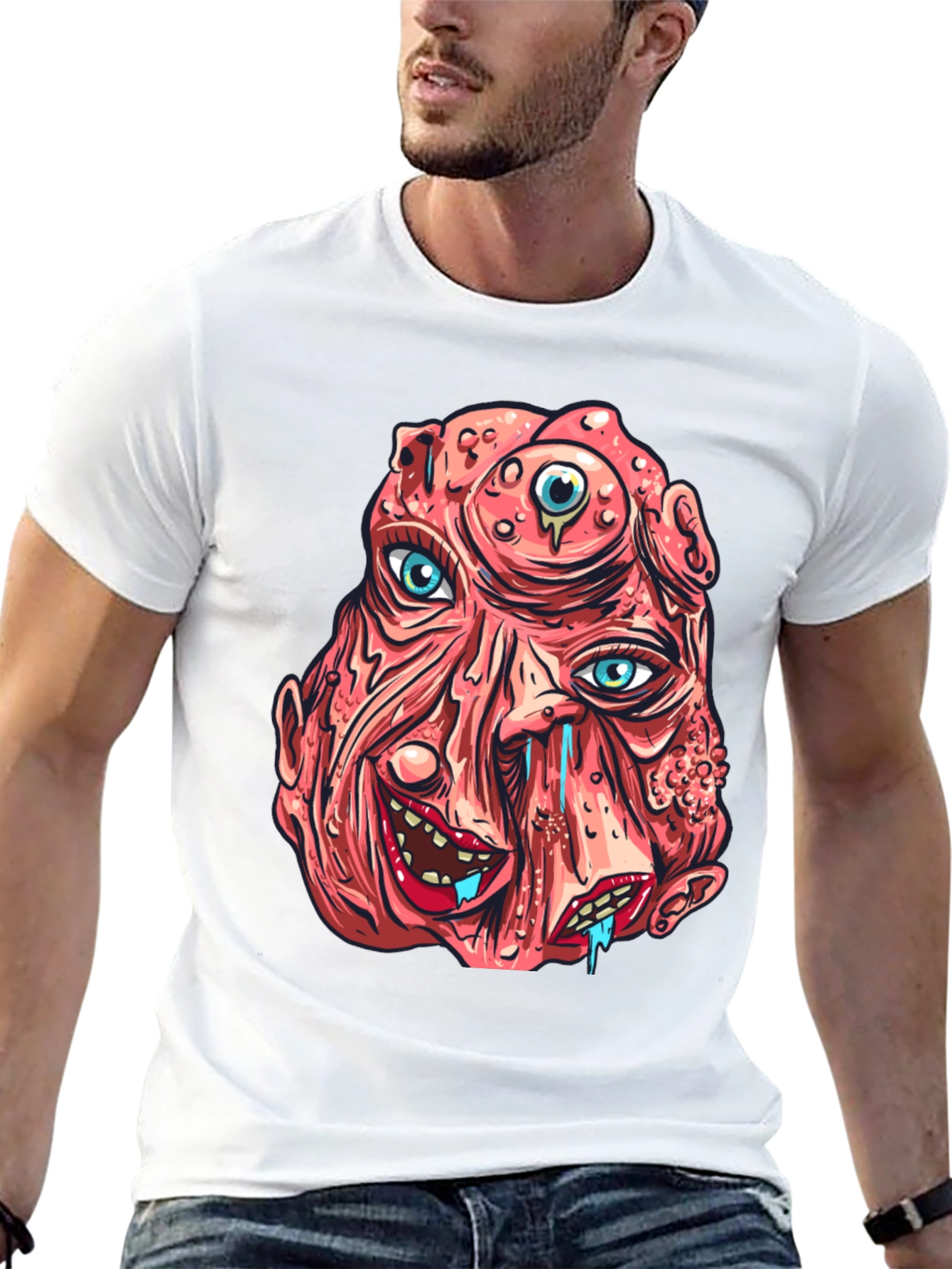 Unique Horror Graphic Print Black T-Shirt