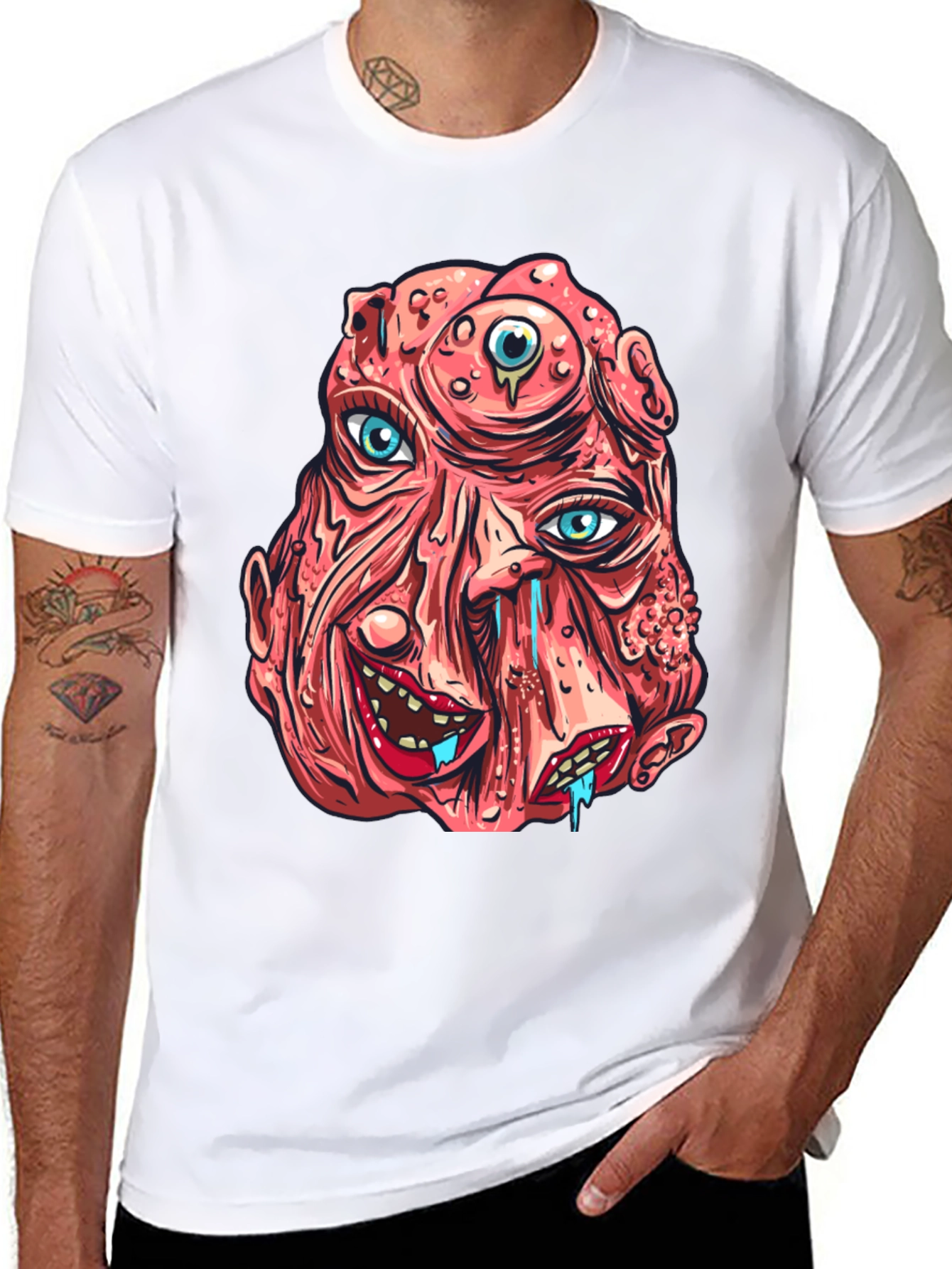 Unique Horror Graphic Print Black T-Shirt