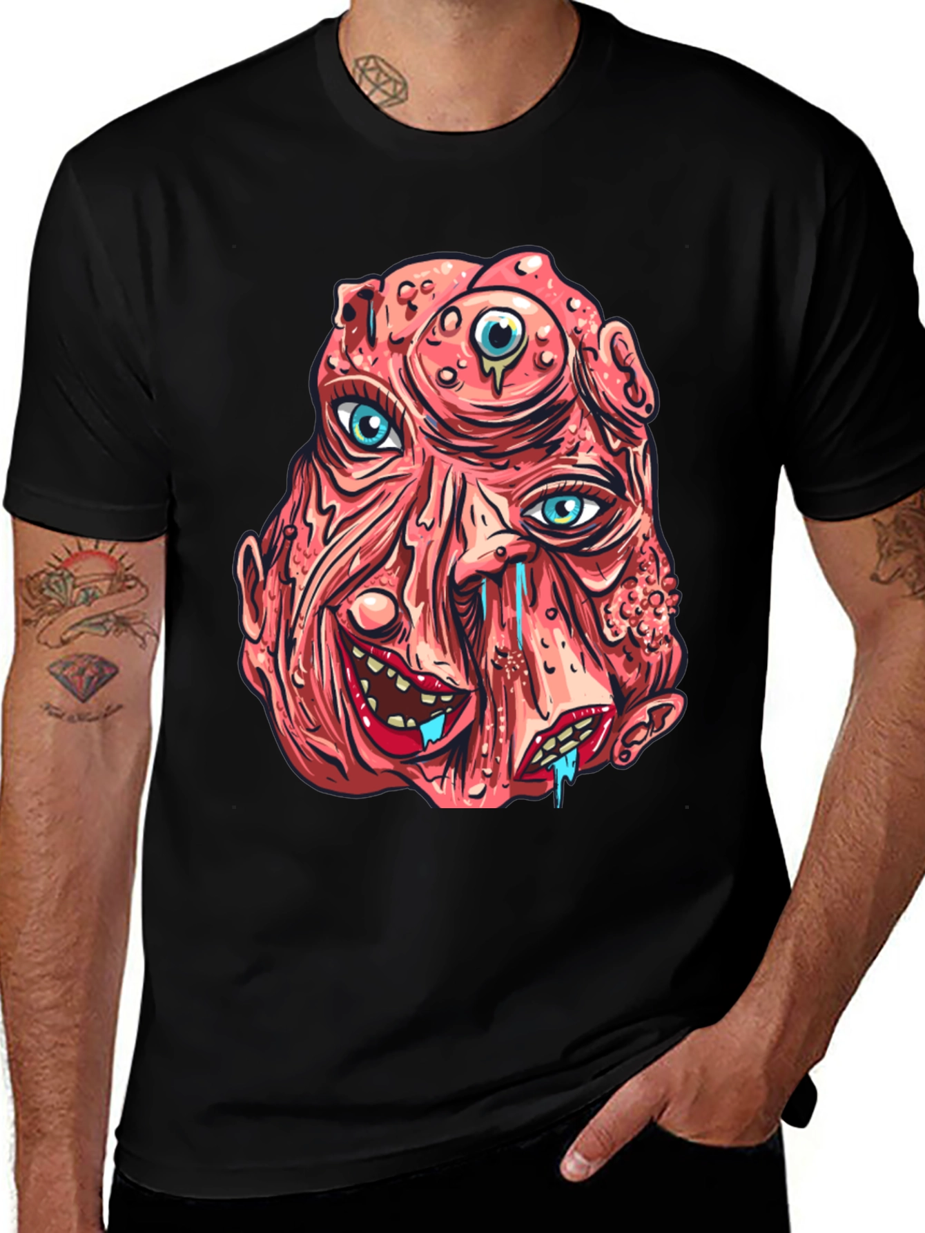 Unique Horror Graphic Print Black T-Shirt