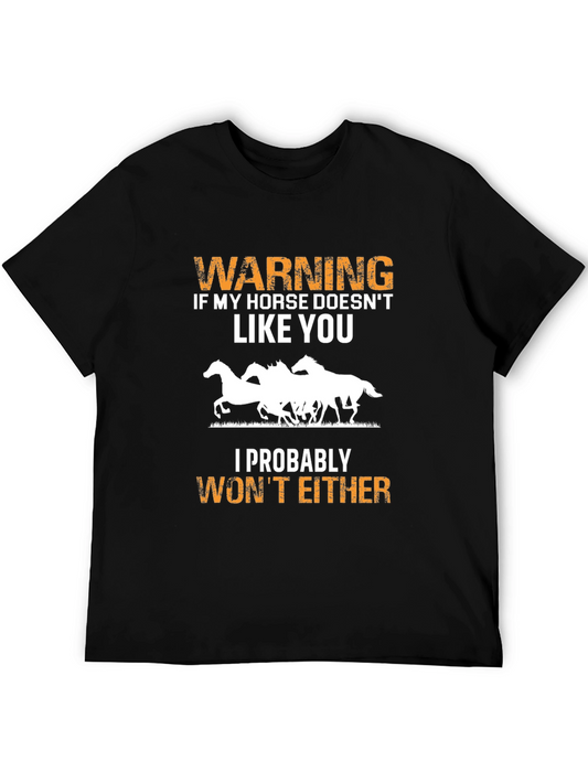 Warning Horse T-Shirt Funny Animal Lover Tee