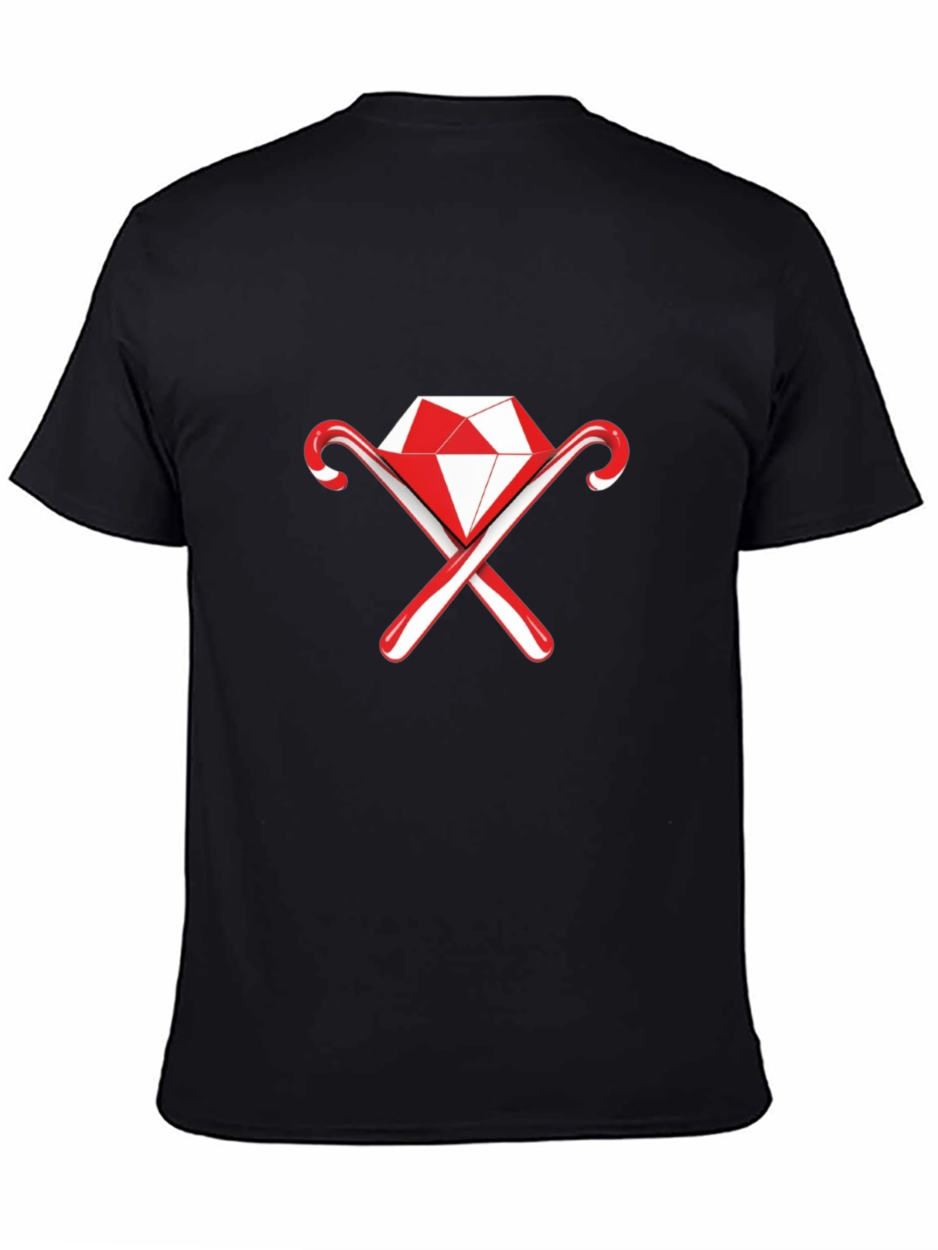 Diamond & Candy Cane Graphic Black Tee