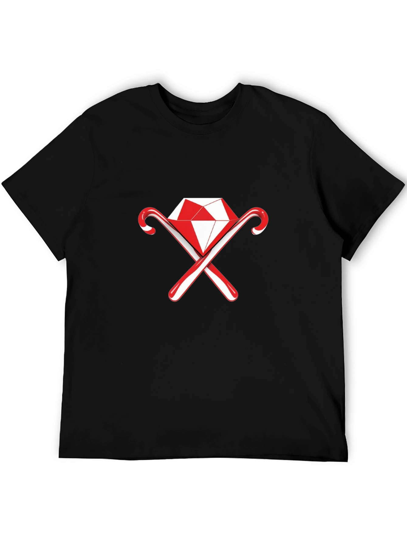 Diamond & Candy Cane Graphic Black Tee