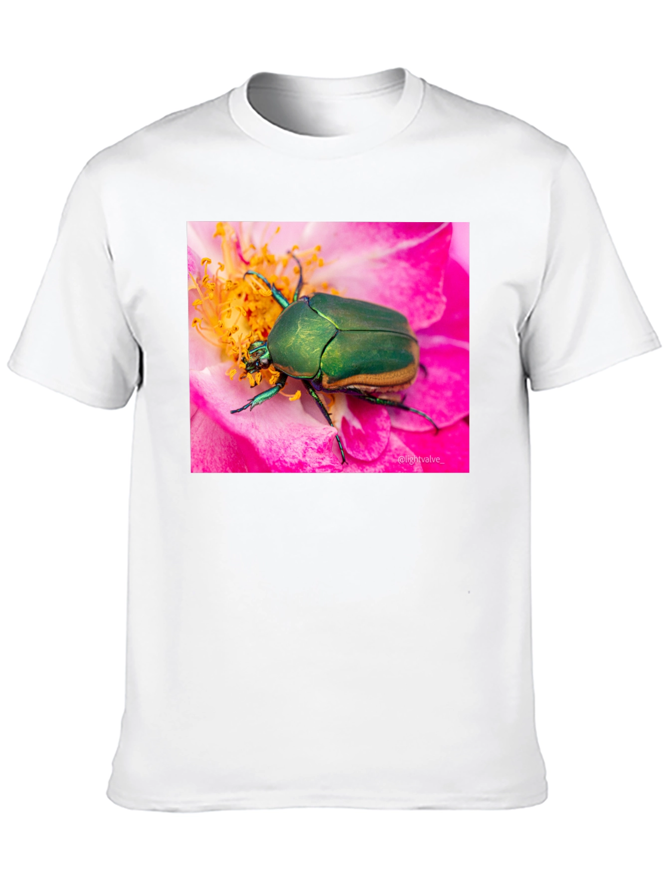 Green Beetle on Flower Graphic T-Shirt