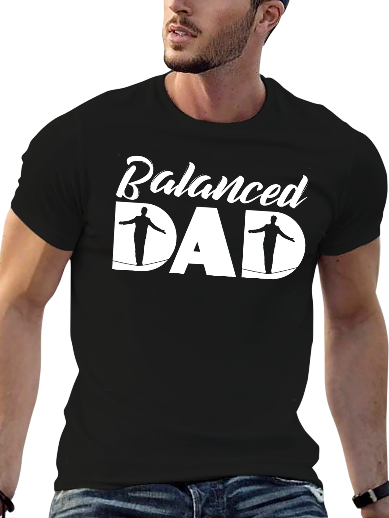 Balanced Dad Graphic Tee - Black Cotton T-Shirt
