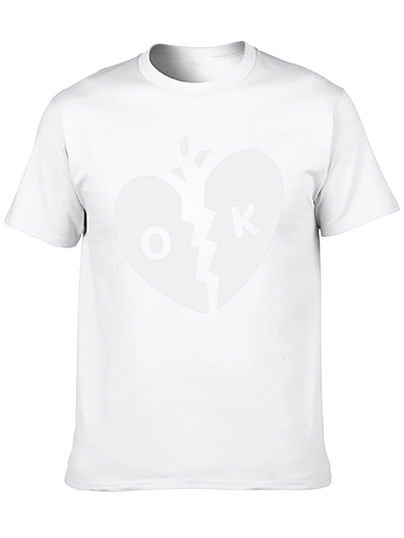 Broken Heart OK Graphic Tee - Black Cotton T-Shirt