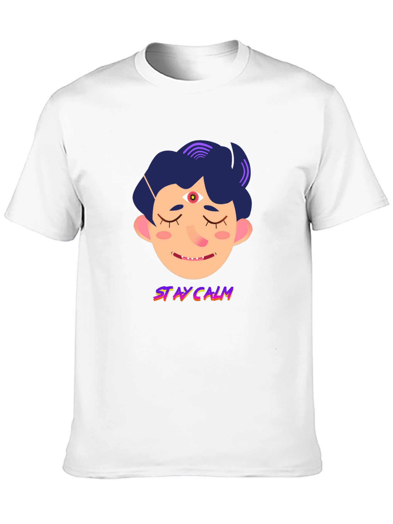 Stay Calm Graphic Tee - Relaxed Fit Black T-Shirt