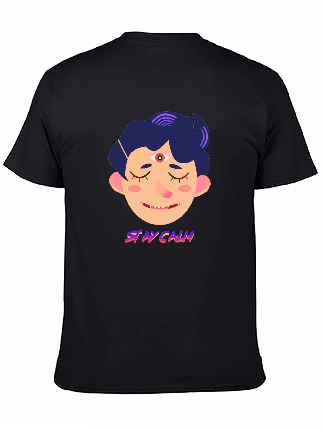 Stay Calm Graphic Tee - Relaxed Fit Black T-Shirt