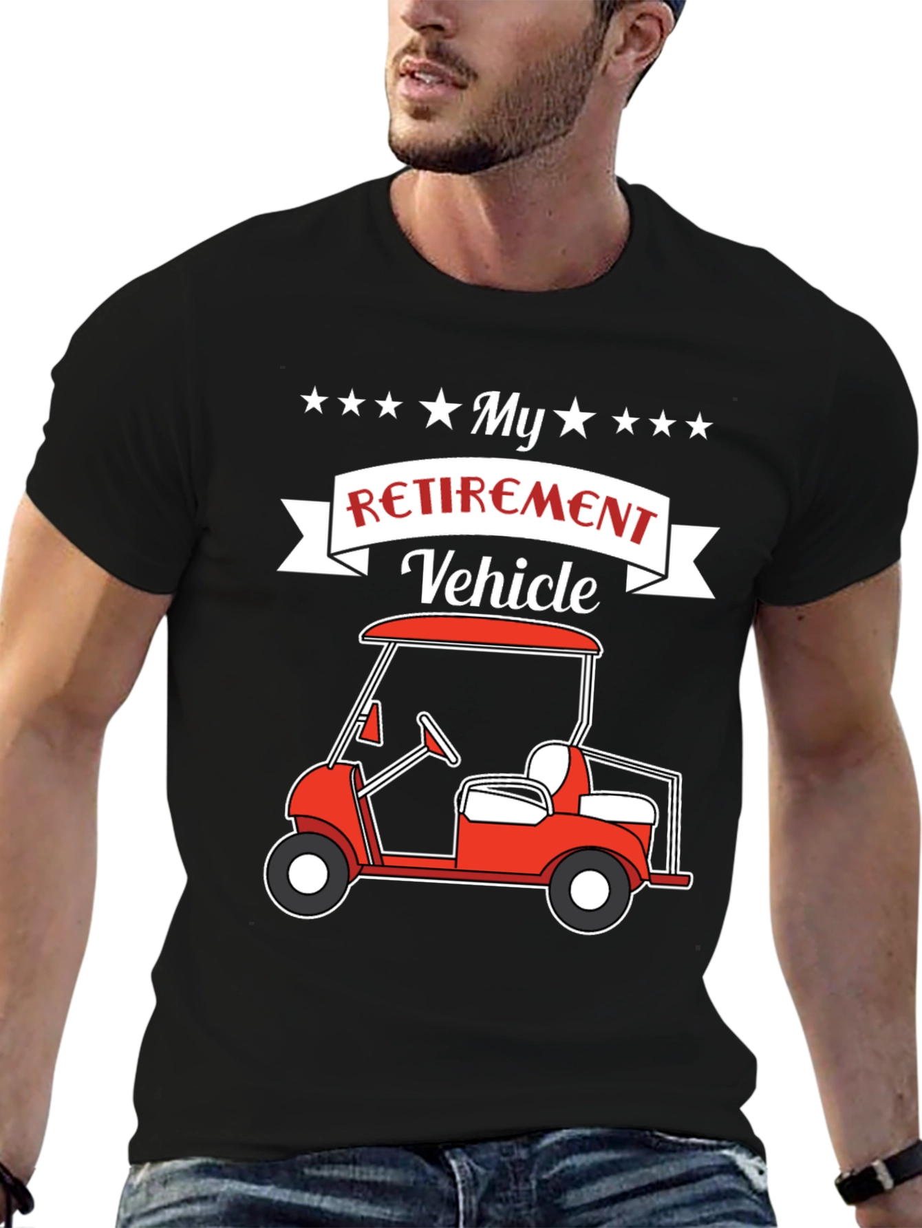 My Retirement Vehicle T-Shirt - Golf Cart Design