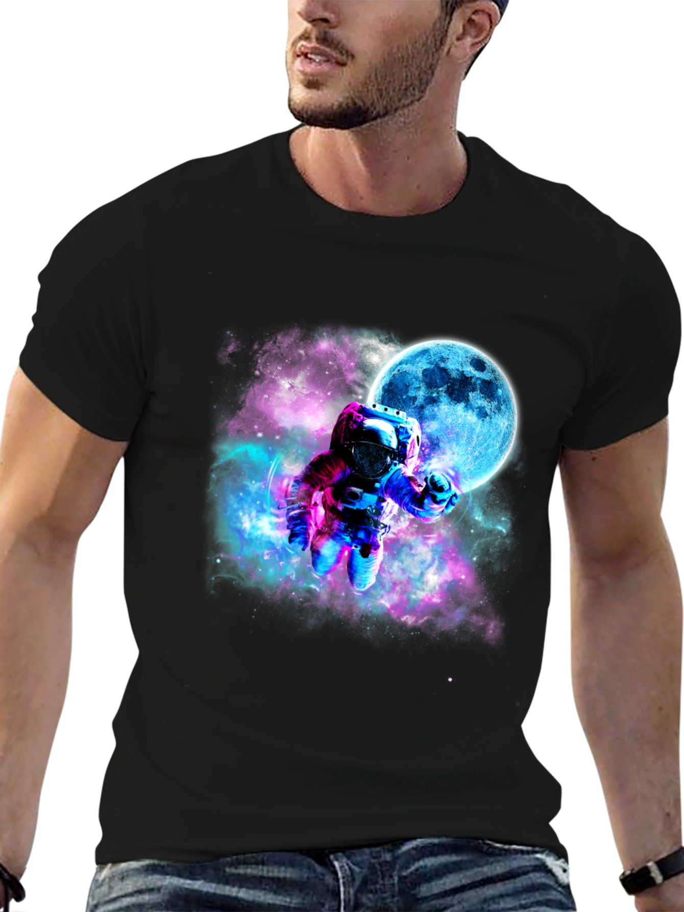 Astronaut Galaxy Black T-Shirt
