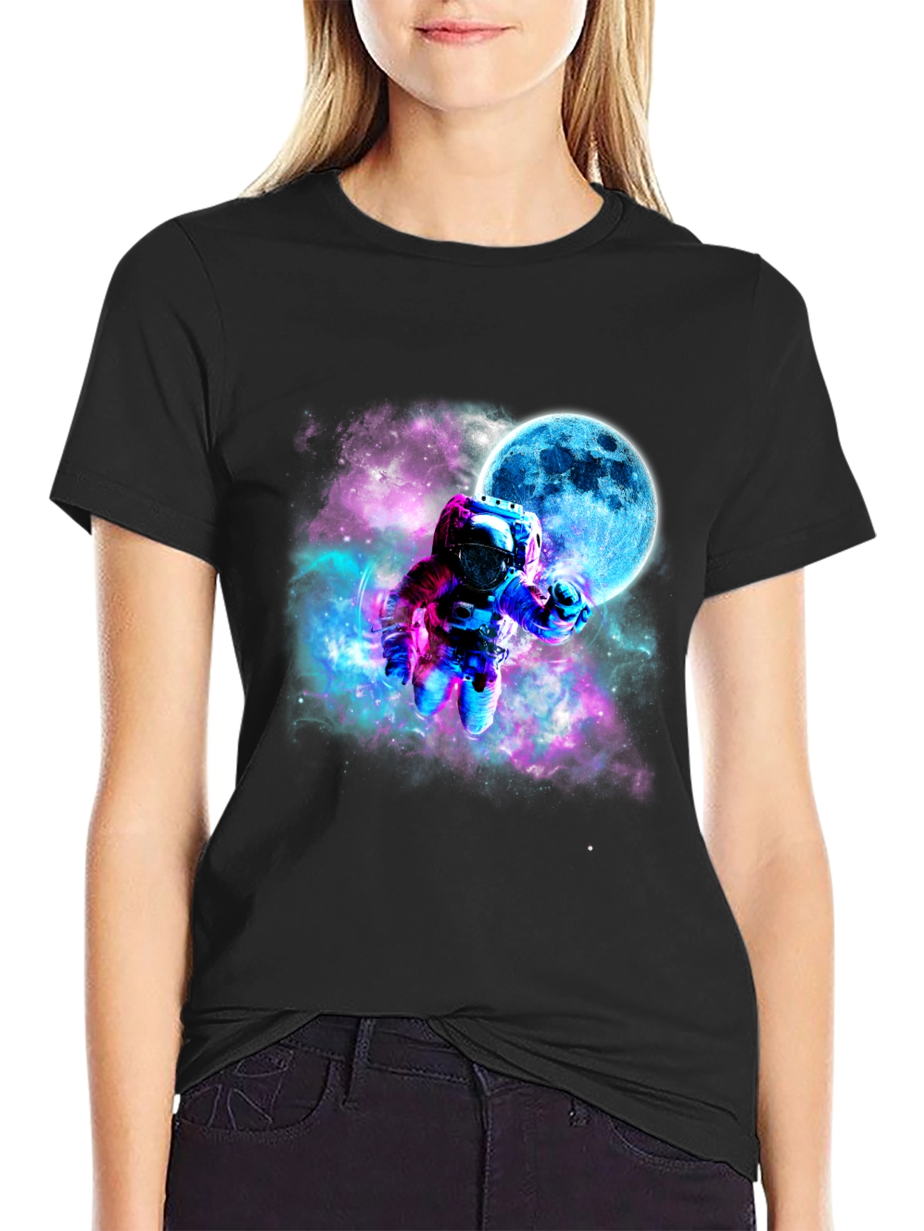 Astronaut Galaxy Black T-Shirt