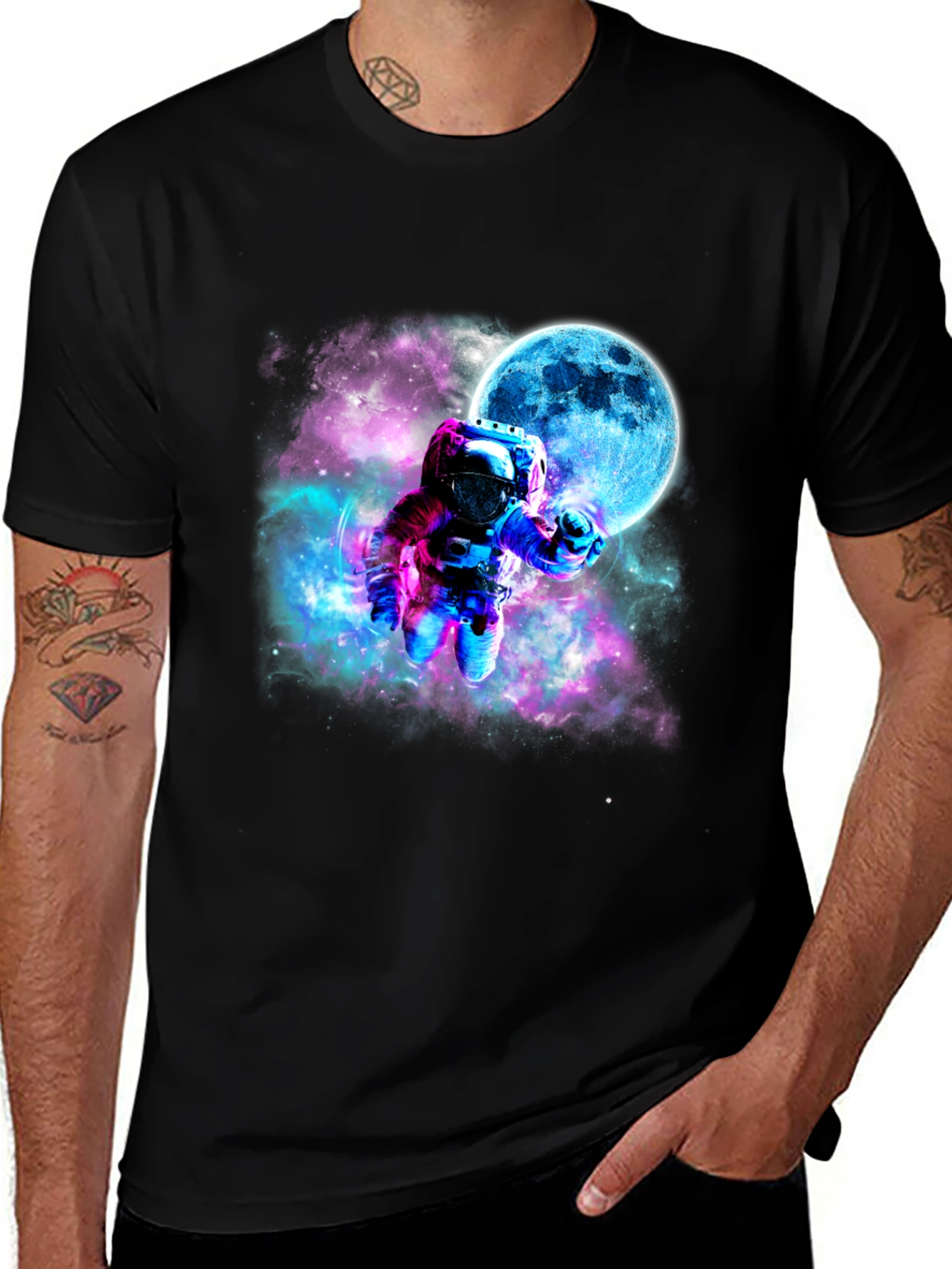 Astronaut Galaxy Black T-Shirt