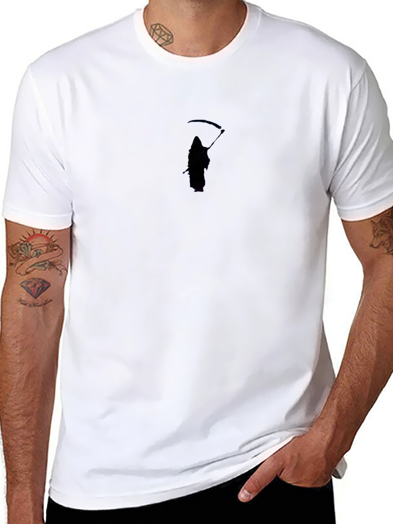 Grim Reaper Graphic Tee - Black Cotton Casual T-Shirt