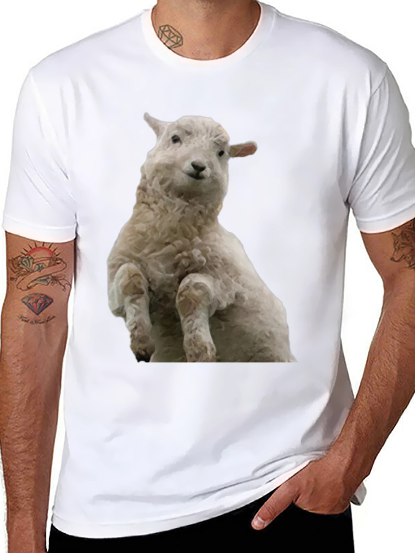 Black T-Shirt with Sheep Graphic