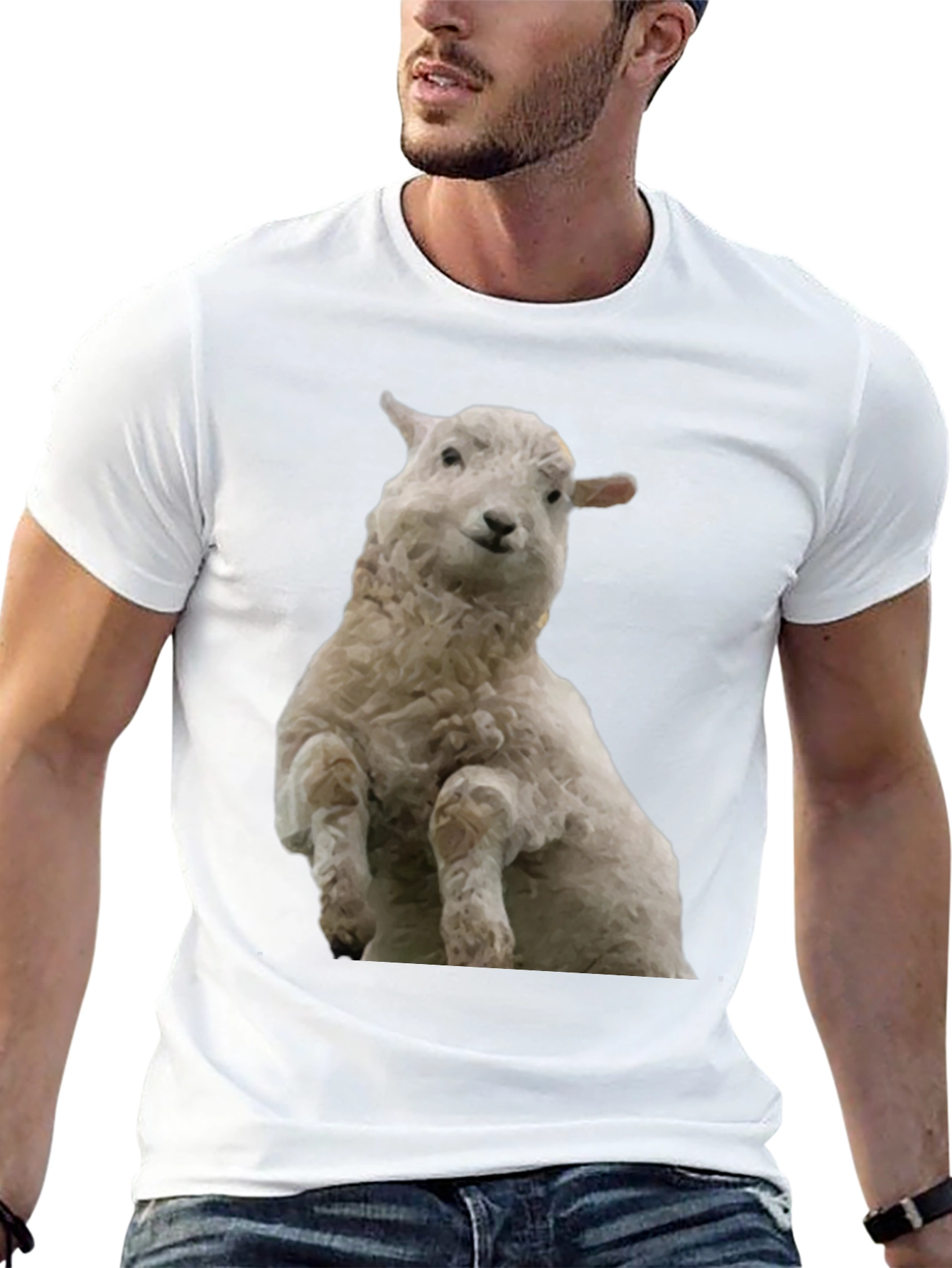 Black T-Shirt with Sheep Graphic