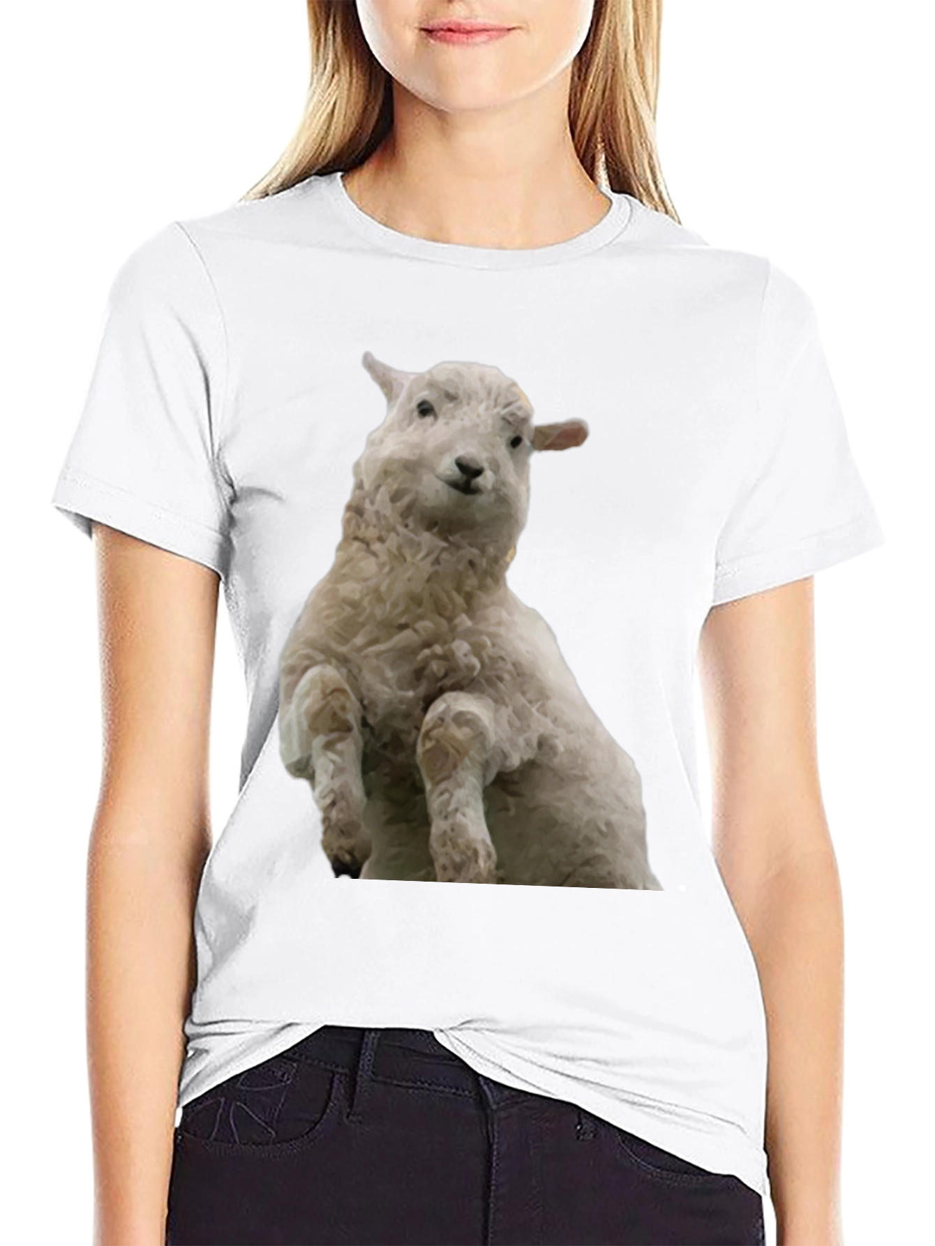 Black T-Shirt with Sheep Graphic