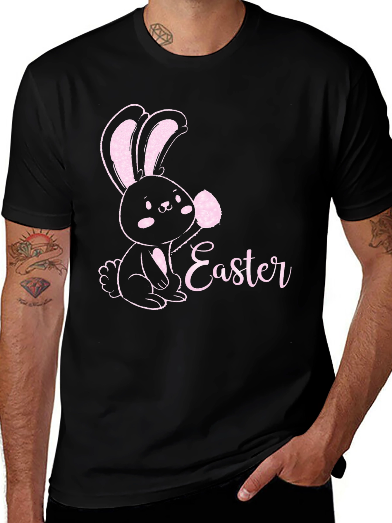 Easter Bunny T-Shirt Cute Black Tee