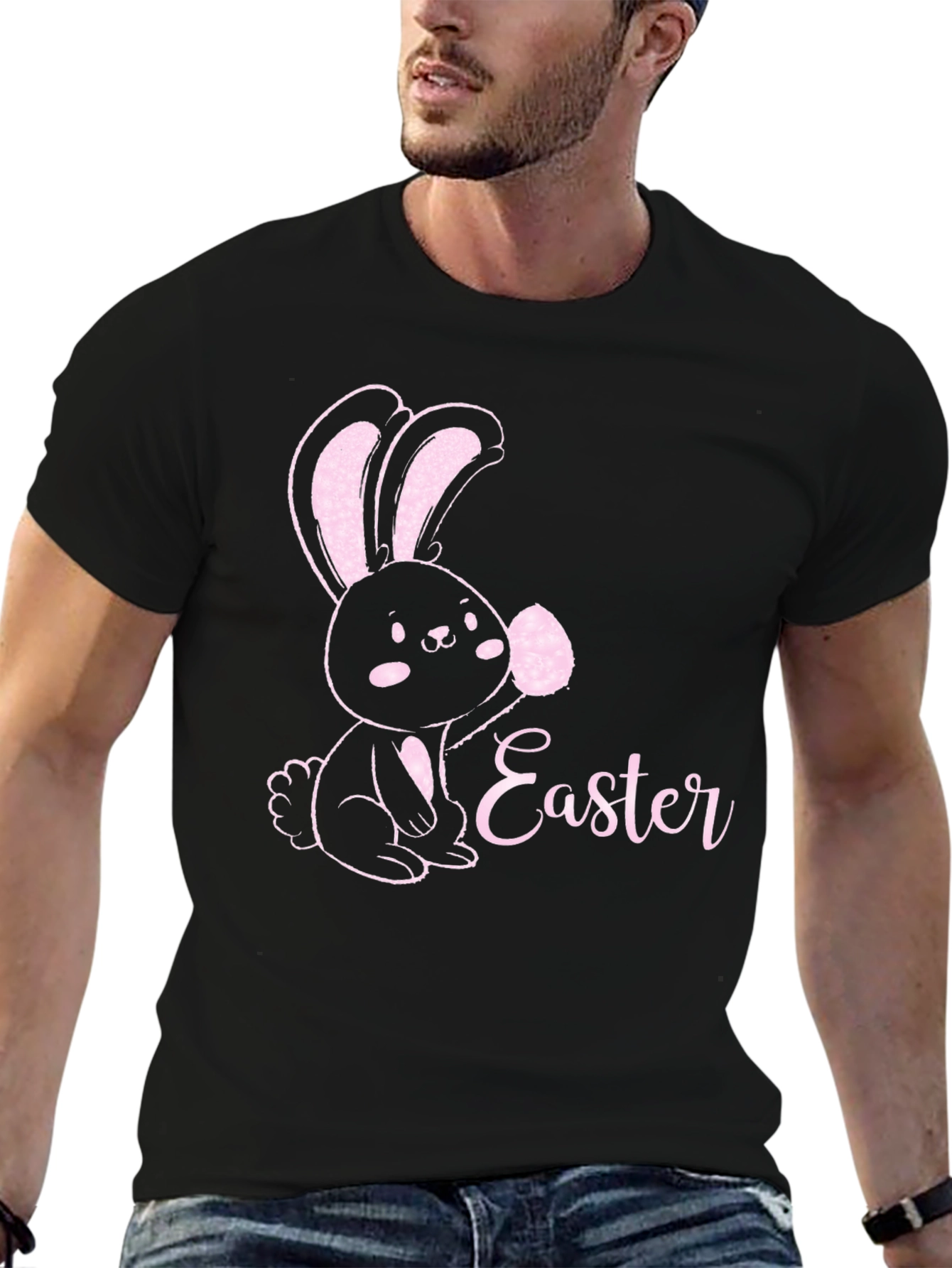 Easter Bunny T-Shirt Cute Black Tee