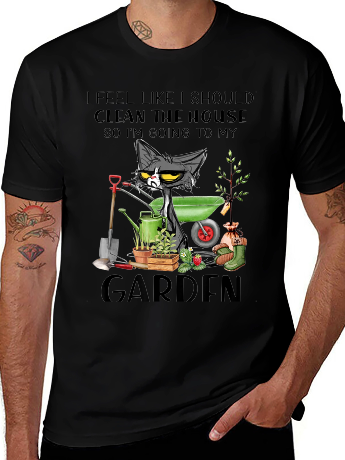 Funny Gardening Cat T-Shirt