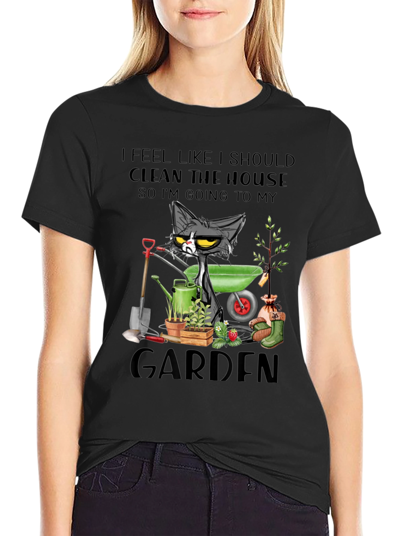 Funny Gardening Cat T-Shirt